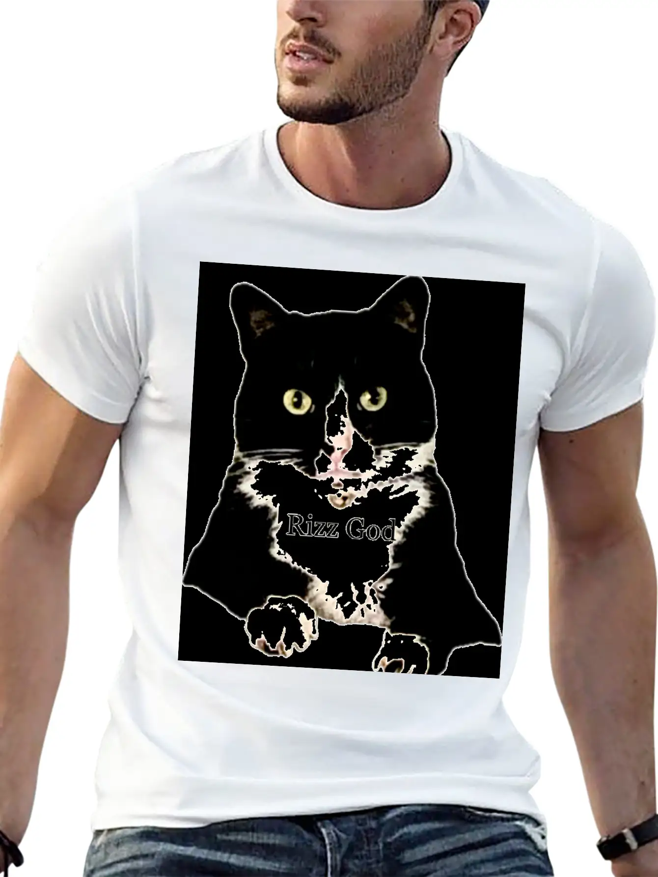 Rizz God Tuxedo Cat Basic Graphic T-Shirt – Daily Comfort In Soft Cotton