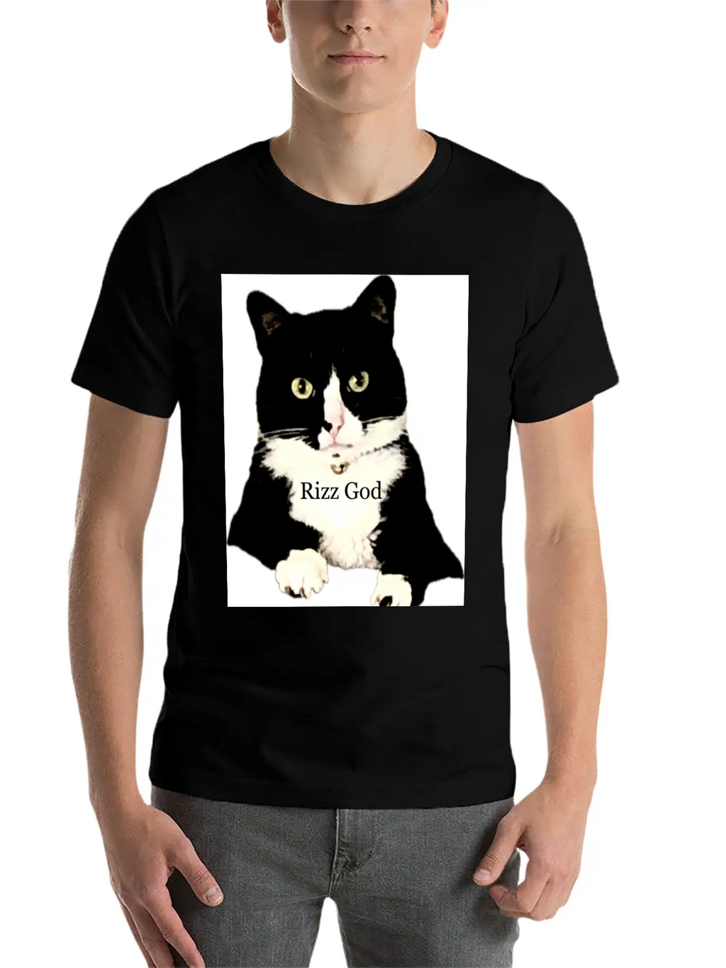 Rizz God Tuxedo Cat Basic Graphic T-Shirt – Daily Comfort In Soft Cotton