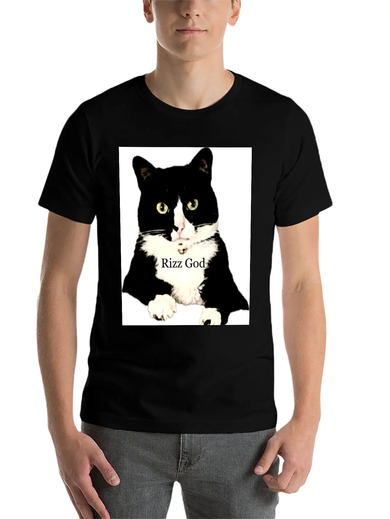Rizz God Tuxedo Cat Basic Graphic T-Shirt – Daily Comfort In Soft Cotton