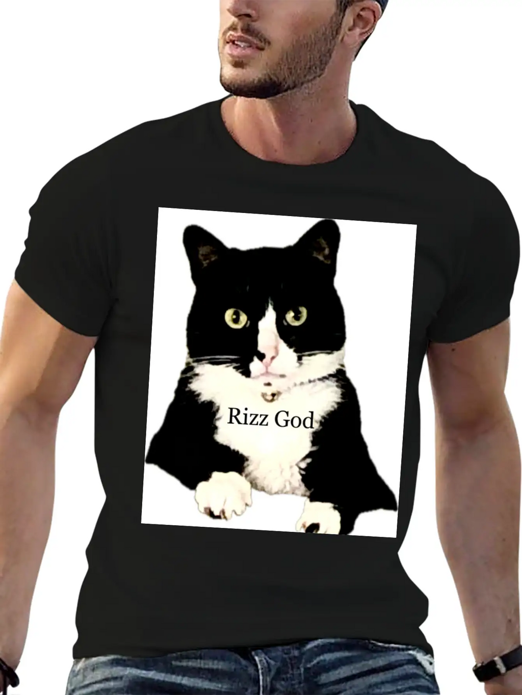 Rizz God Tuxedo Cat Basic Graphic T-Shirt – Daily Comfort In Soft Cotton