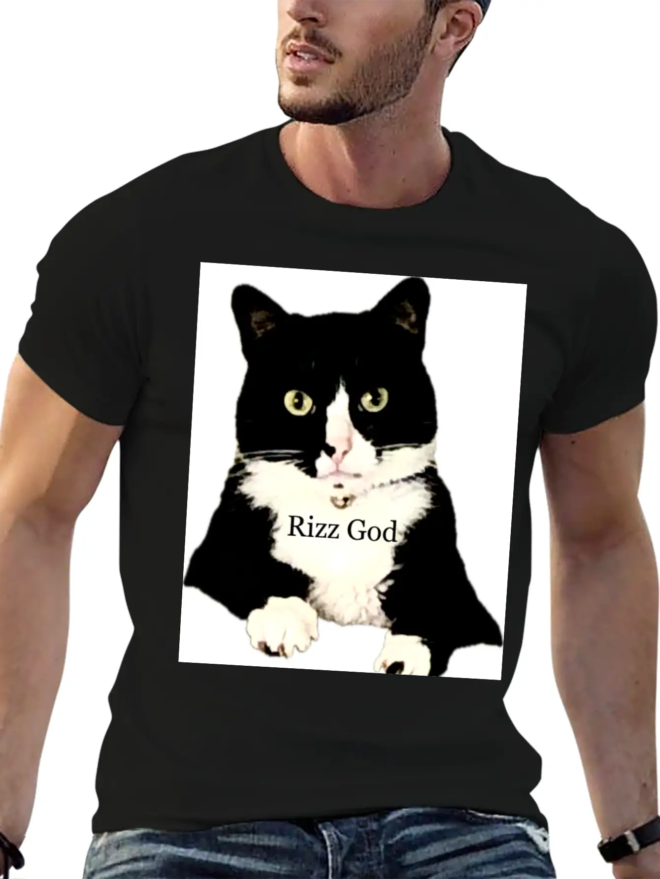 Rizz God Tuxedo Cat Basic Graphic T-Shirt – Daily Comfort In Soft Cotton