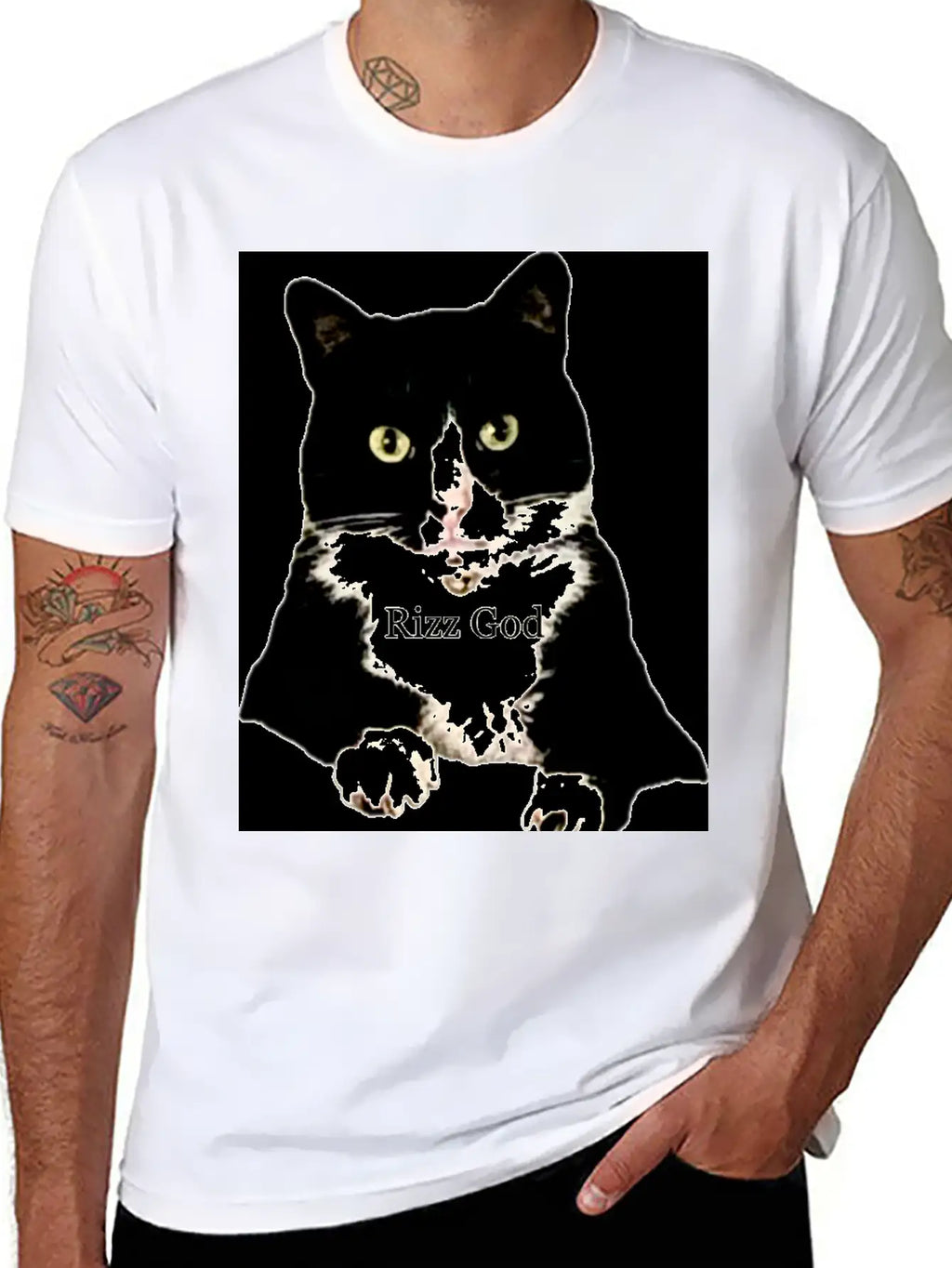 Rizz God Tuxedo Cat Basic Graphic T-Shirt – Daily Comfort In Soft Cotton