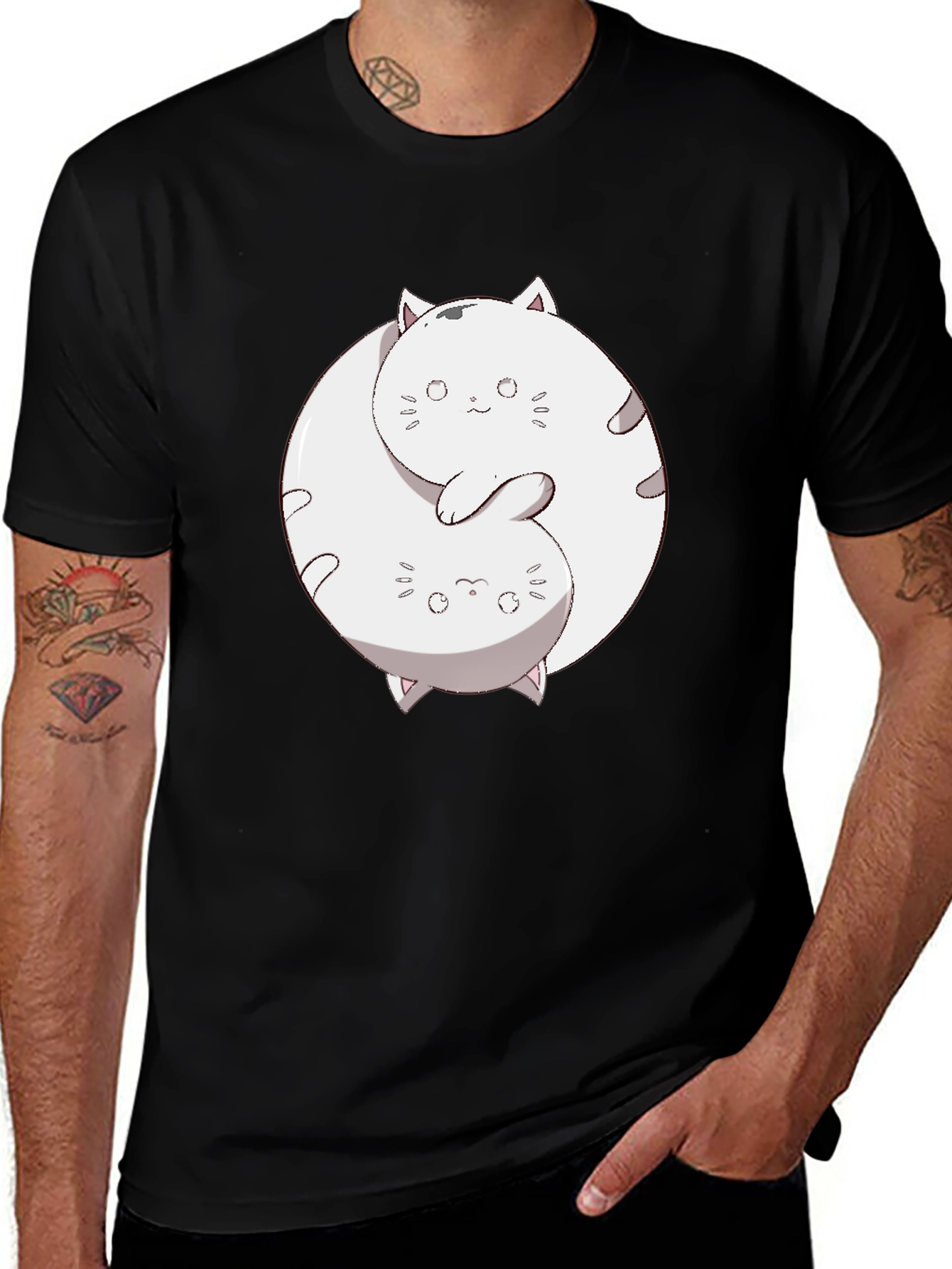Yin Yang Cats Graphic T-Shirt