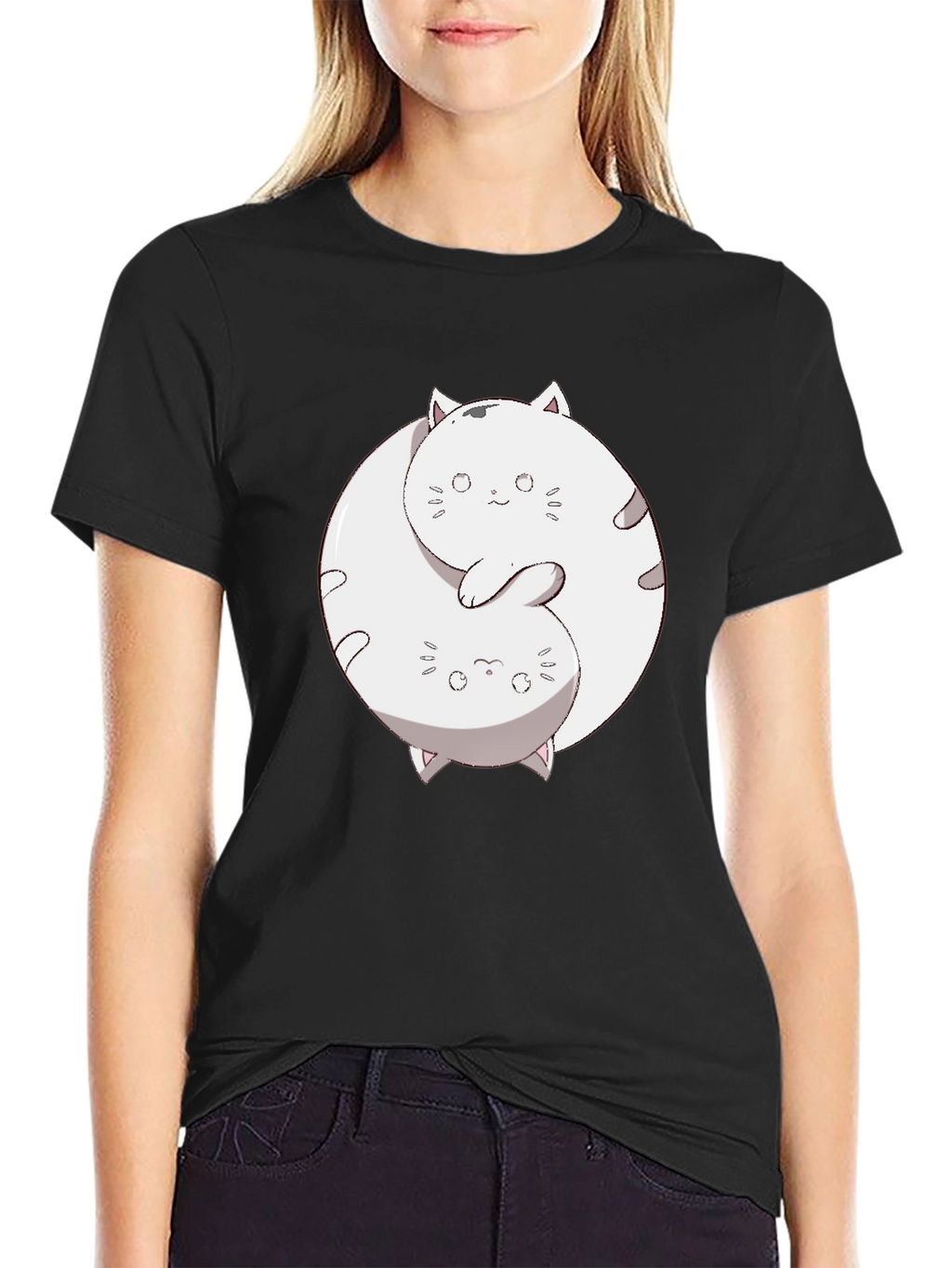 Yin Yang Cats Graphic T-Shirt