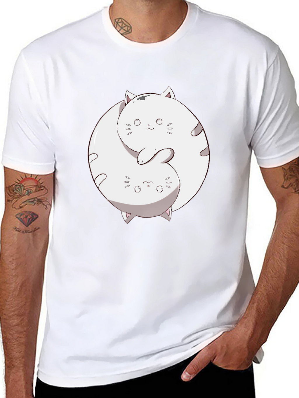Yin Yang Cats Graphic T-Shirt