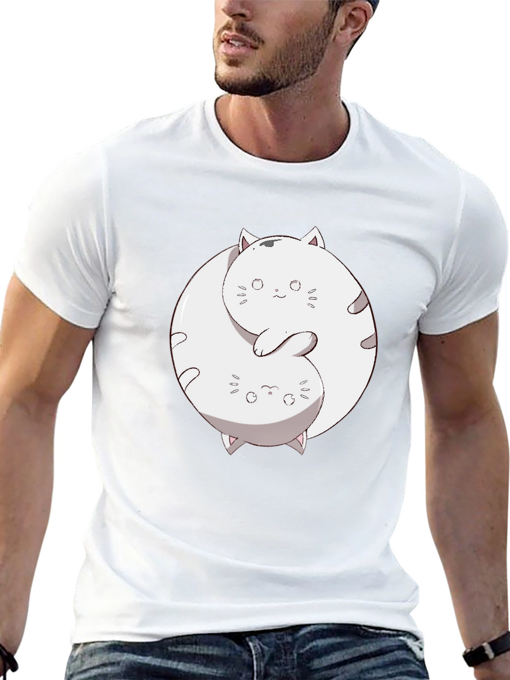 Yin Yang Cats Graphic T-Shirt