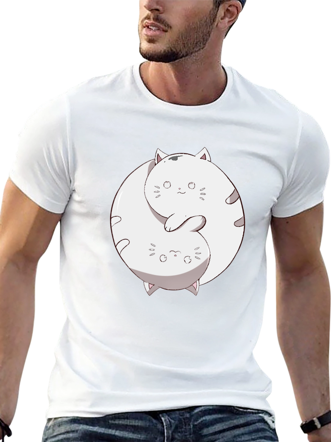 Yin Yang Cats Graphic T-Shirt