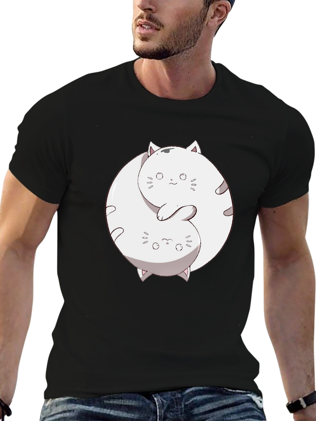 Yin Yang Cats Graphic T-Shirt