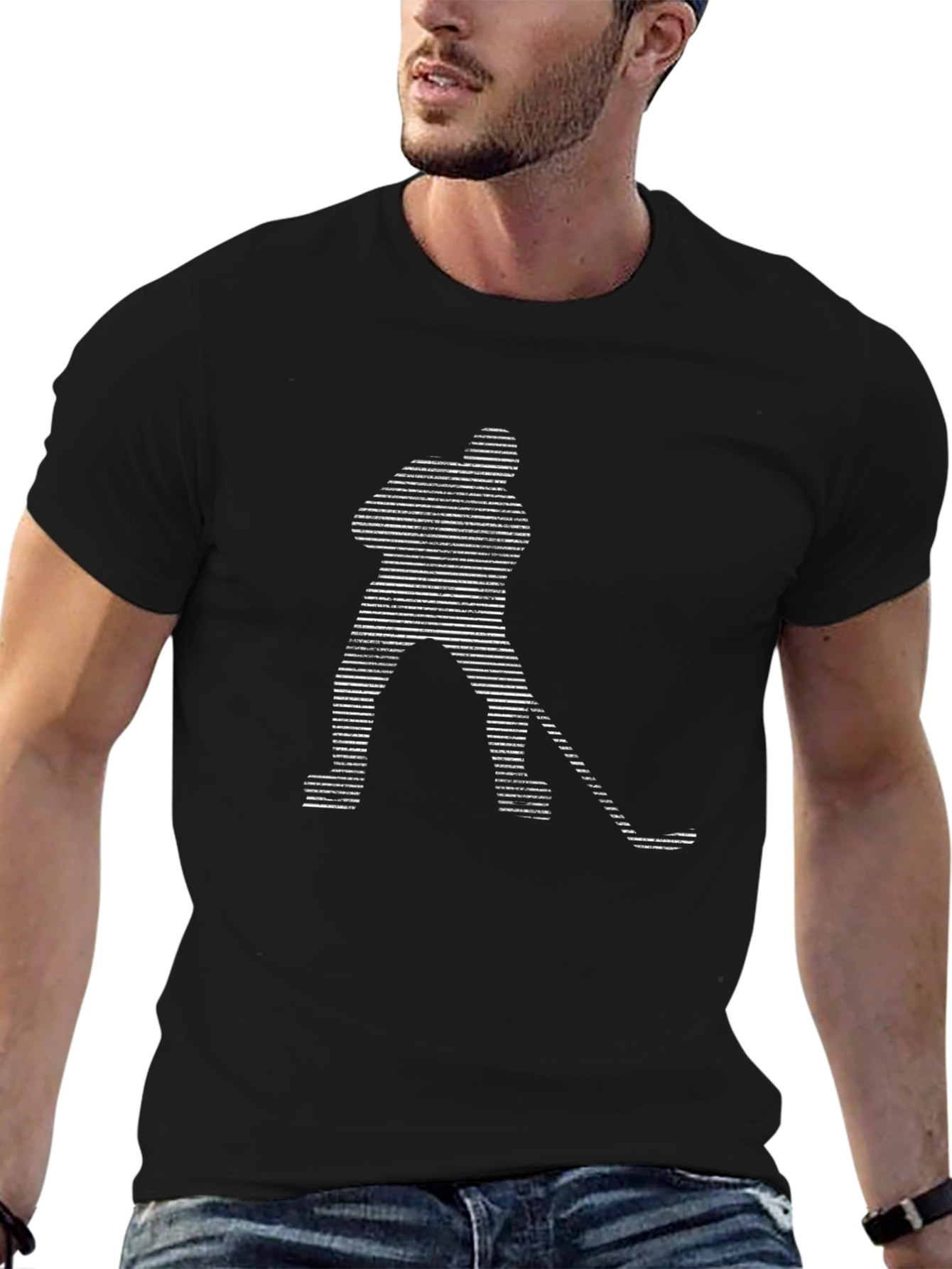 Hockey Player Graphic Black T-Shirt