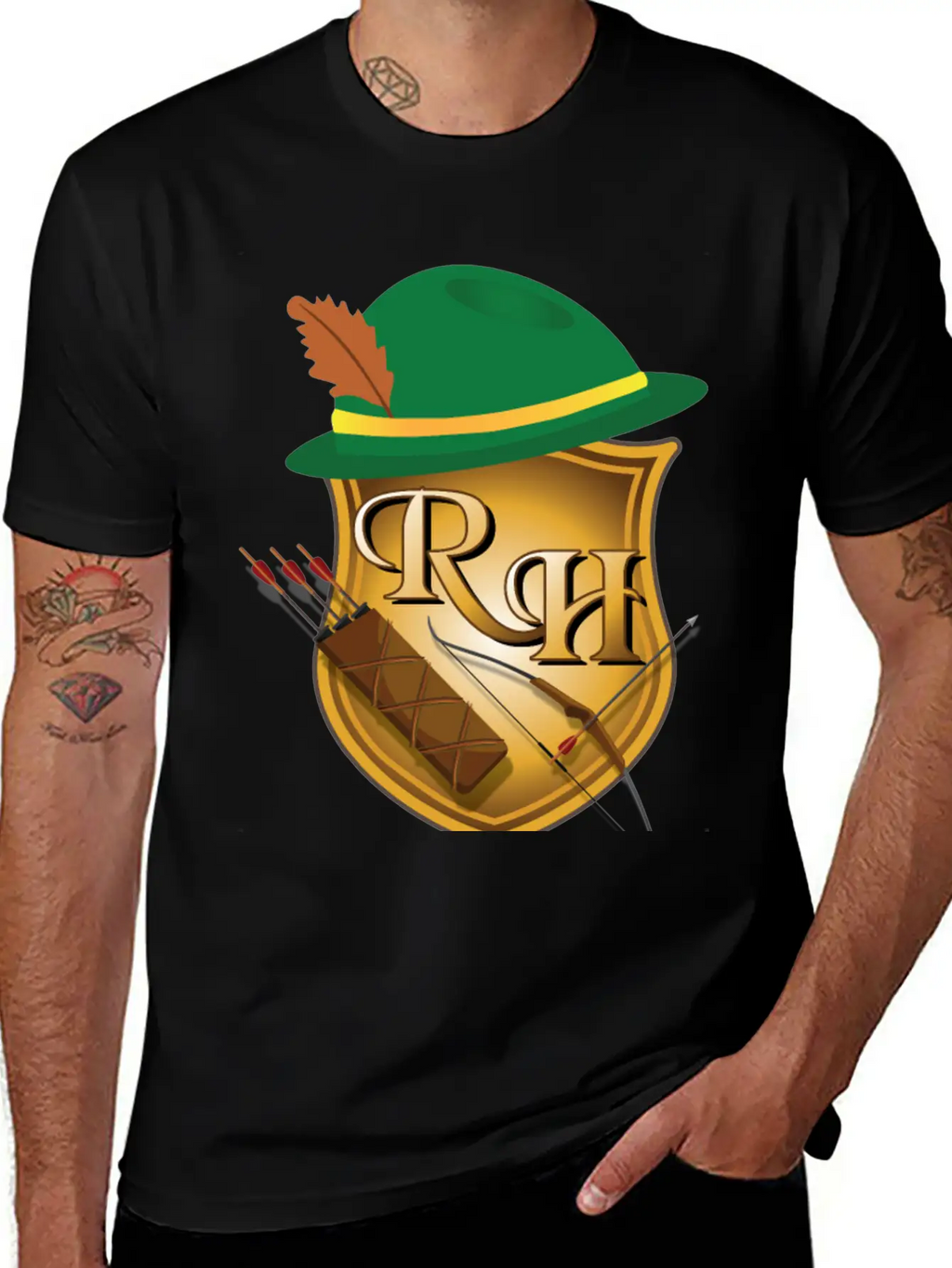 Robin Hood The Archer (and His Items) R&H Letters Unisex Casual T-Shirt – Clean Design For Daily Comfort