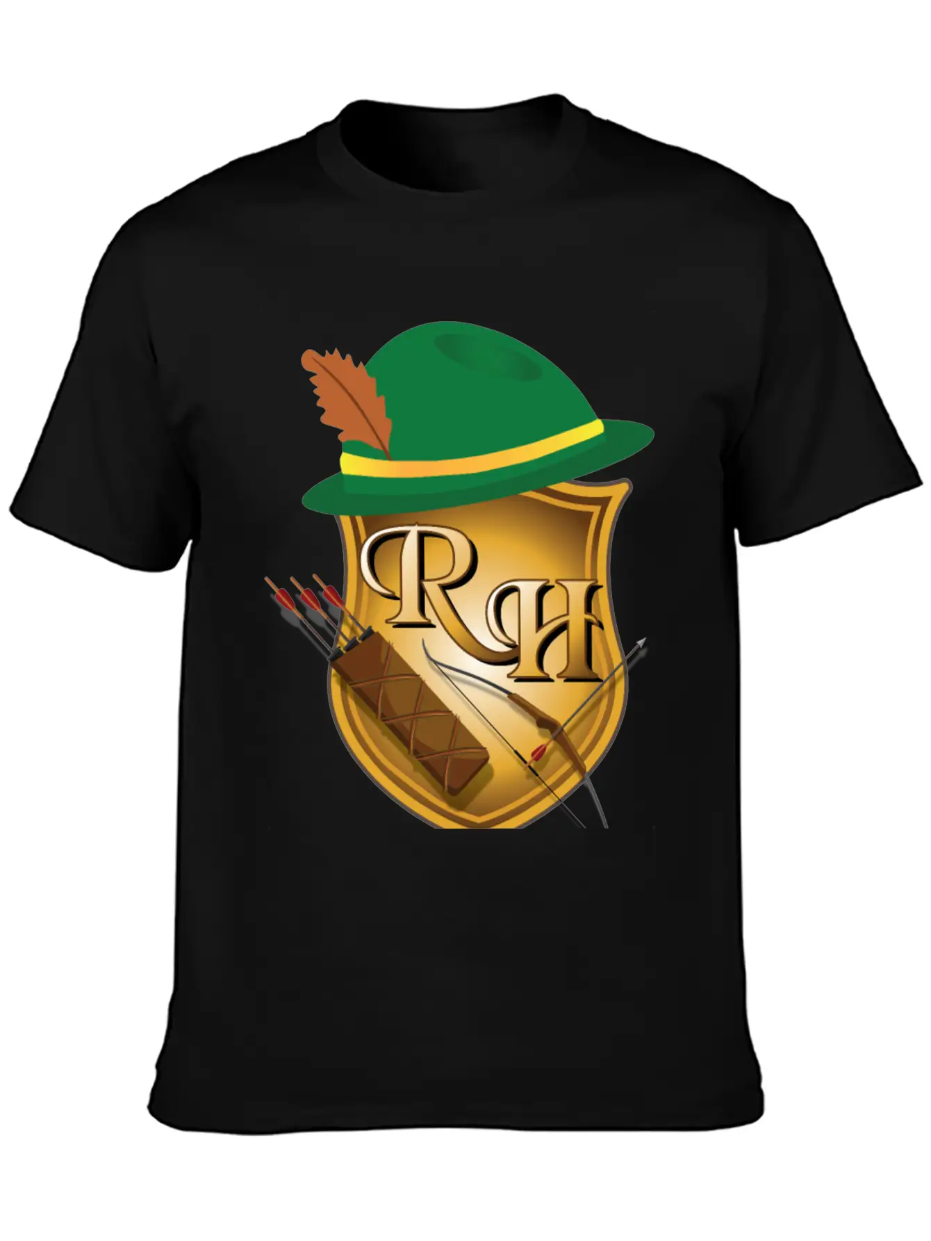 Robin Hood The Archer (and His Items) R&H Letters Unisex Casual T-Shirt – Clean Design For Daily Comfort