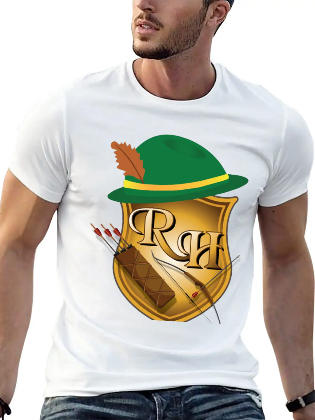 Robin Hood The Archer (and His Items) R&H Letters Unisex Casual T-Shirt – Clean Design For Daily Comfort