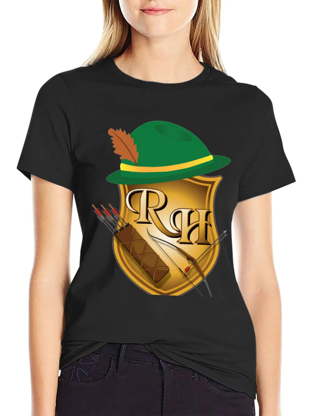 Robin Hood The Archer (and His Items) R&H Letters Unisex Casual T-Shirt – Clean Design For Daily Comfort
