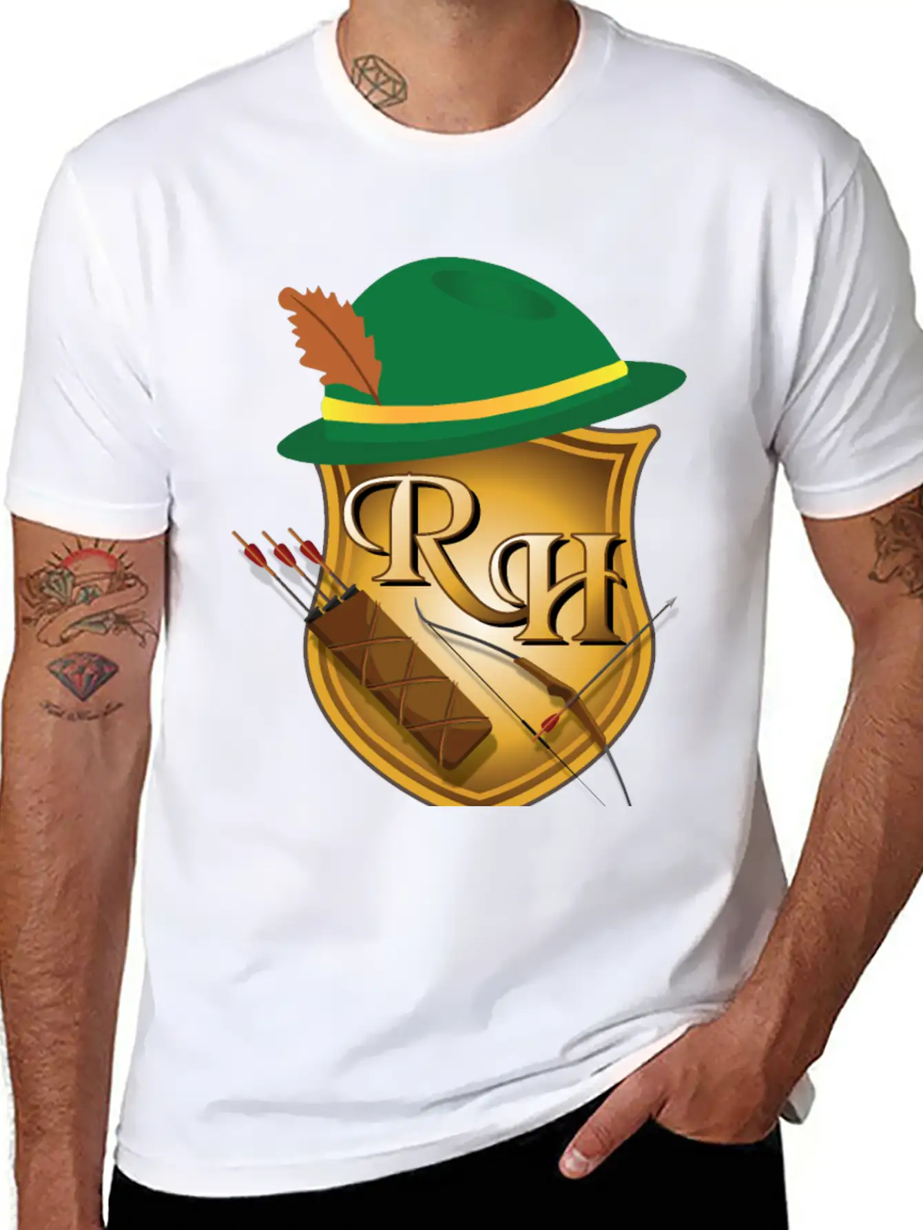 Robin Hood The Archer (and His Items) R&H Letters Unisex Casual T-Shirt – Clean Design For Daily Comfort