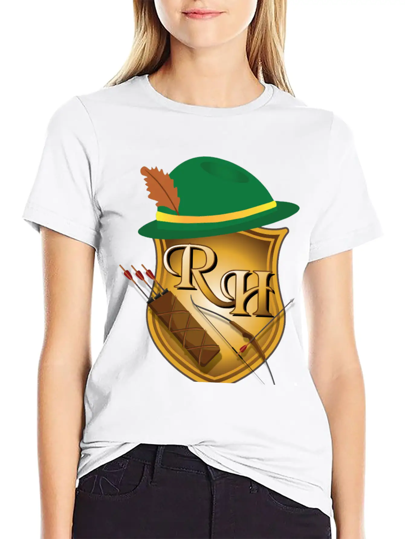 Robin Hood The Archer (and His Items) R&H Letters Unisex Casual T-Shirt – Clean Design For Daily Comfort