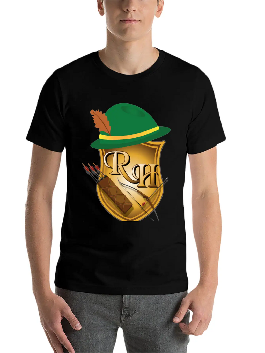 Robin Hood The Archer (and His Items) R&H Letters Unisex Casual T-Shirt – Clean Design For Daily Comfort