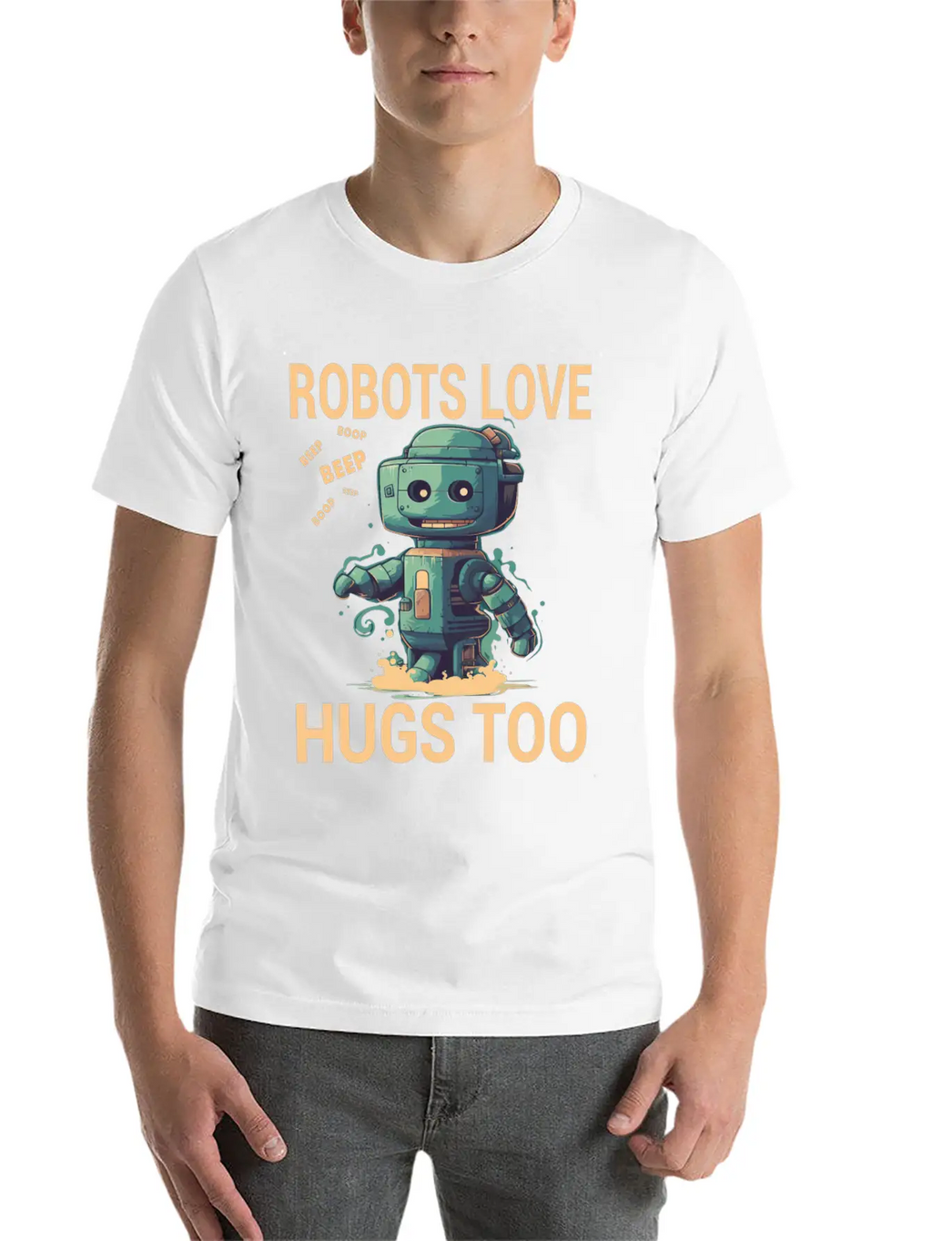 Robots Love Hugs Too For A Robot Fan And Essential Cotton Tee For Daily Outfits – Unisex Style