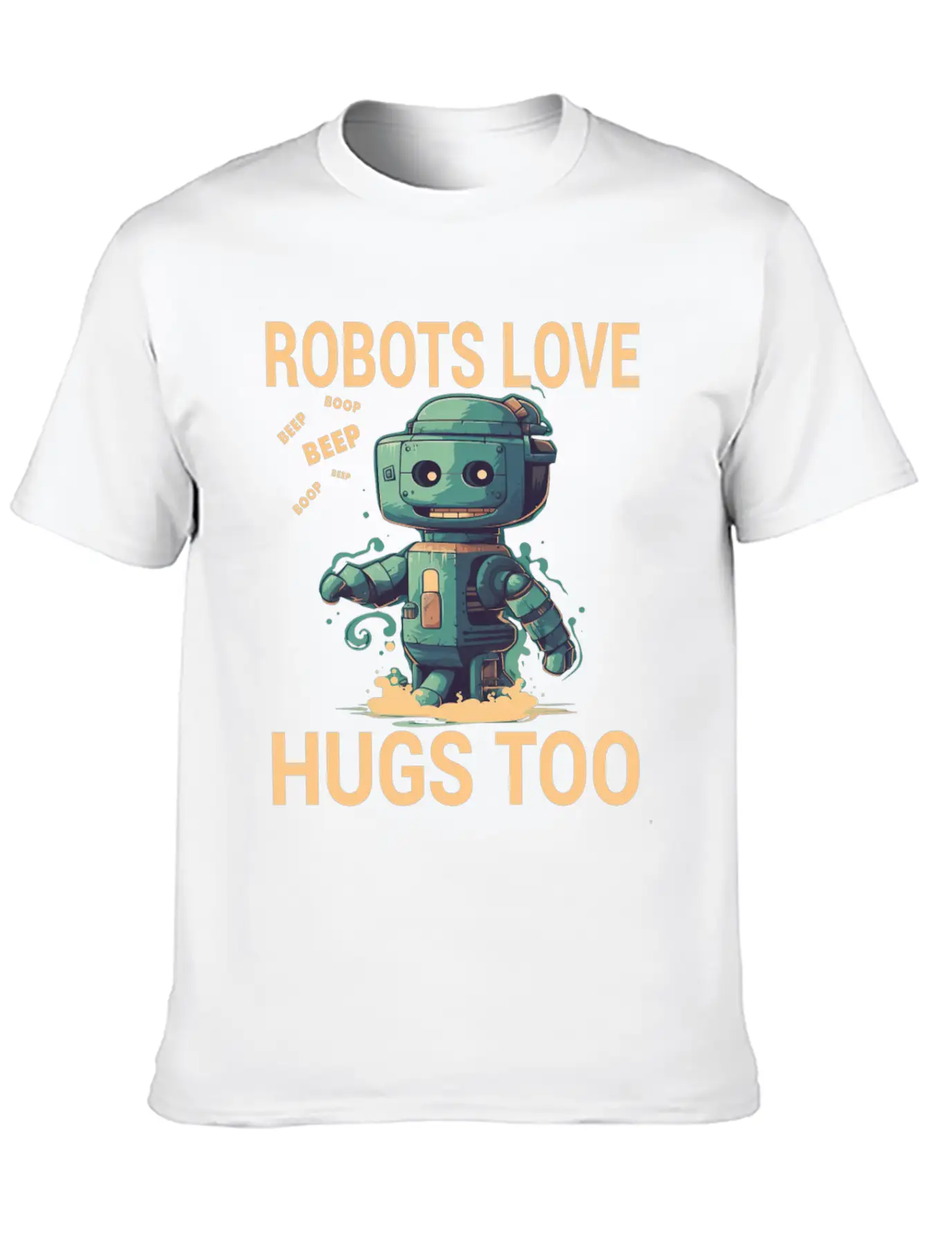Robots Love Hugs Too For A Robot Fan And Essential Cotton Tee For Daily Outfits – Unisex Style