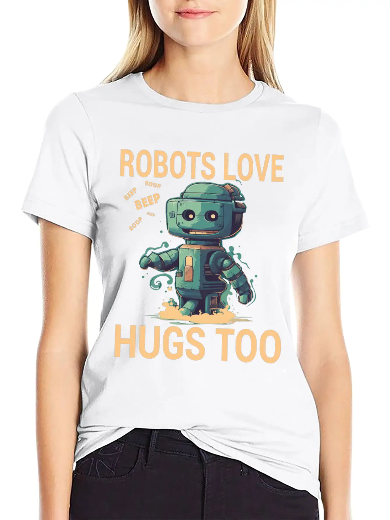 Robots Love Hugs Too For A Robot Fan And Essential Cotton Tee For Daily Outfits – Unisex Style