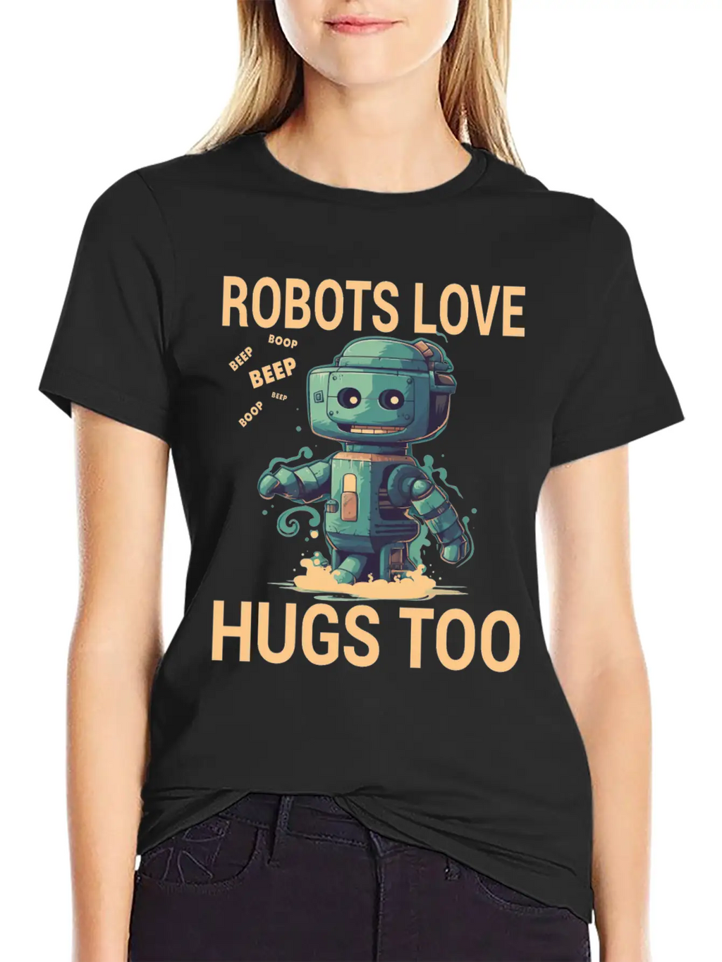 Robots Love Hugs Too For A Robot Fan And Essential Cotton Tee For Daily Outfits – Unisex Style