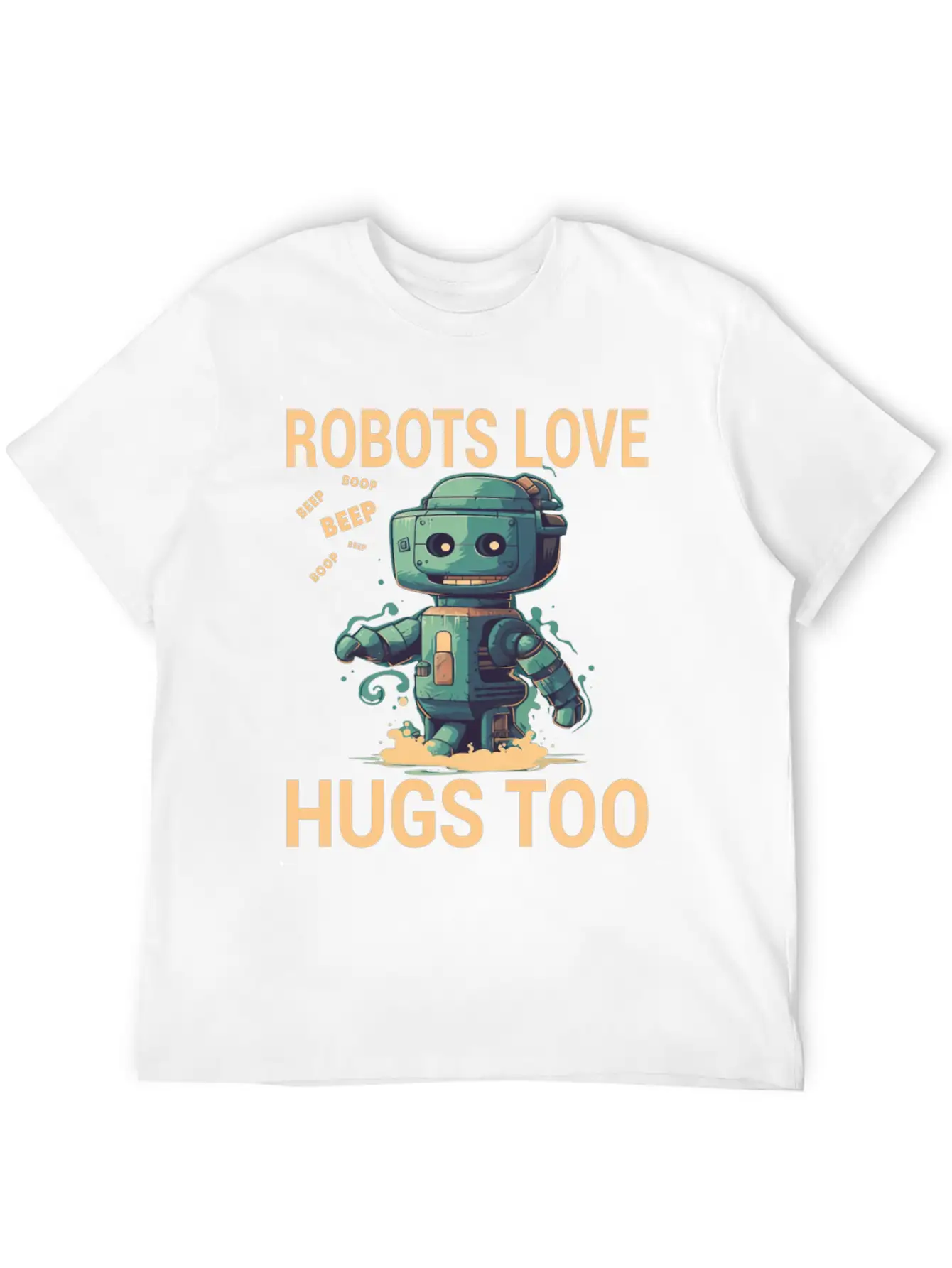 Robots Love Hugs Too For A Robot Fan And Essential Cotton Tee For Daily Outfits – Unisex Style