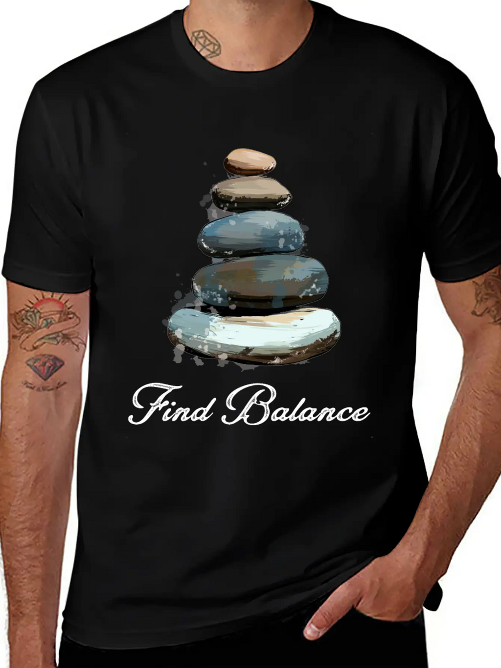 Rock Balancing Stone Stacking Balance Relaxed Everyday Tee – Lightweight And Durable Cotton