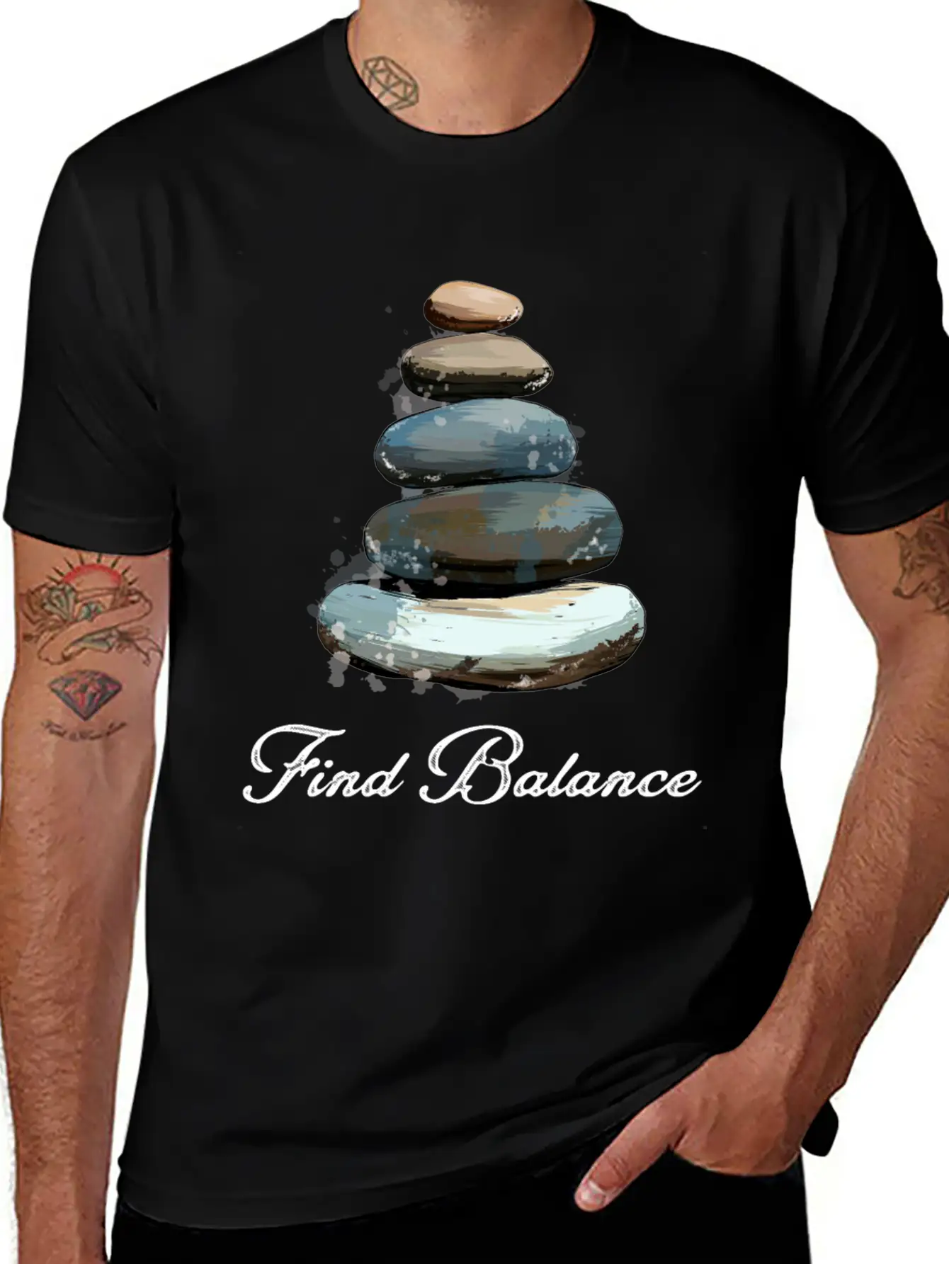 Rock Balancing Stone Stacking Balance Relaxed Everyday Tee – Lightweight And Durable Cotton