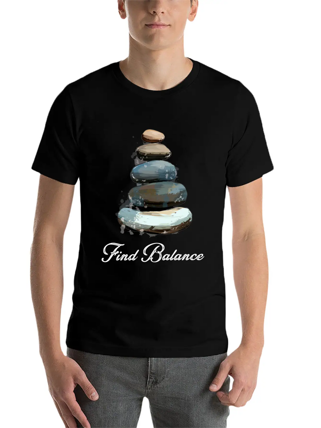 Rock Balancing Stone Stacking Balance Relaxed Everyday Tee – Lightweight And Durable Cotton