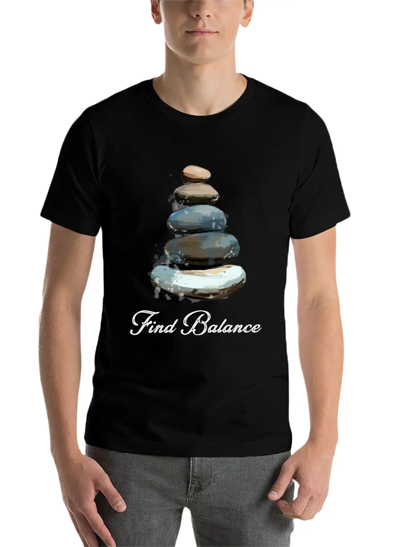 Rock Balancing Stone Stacking Balance Relaxed Everyday Tee – Lightweight And Durable Cotton