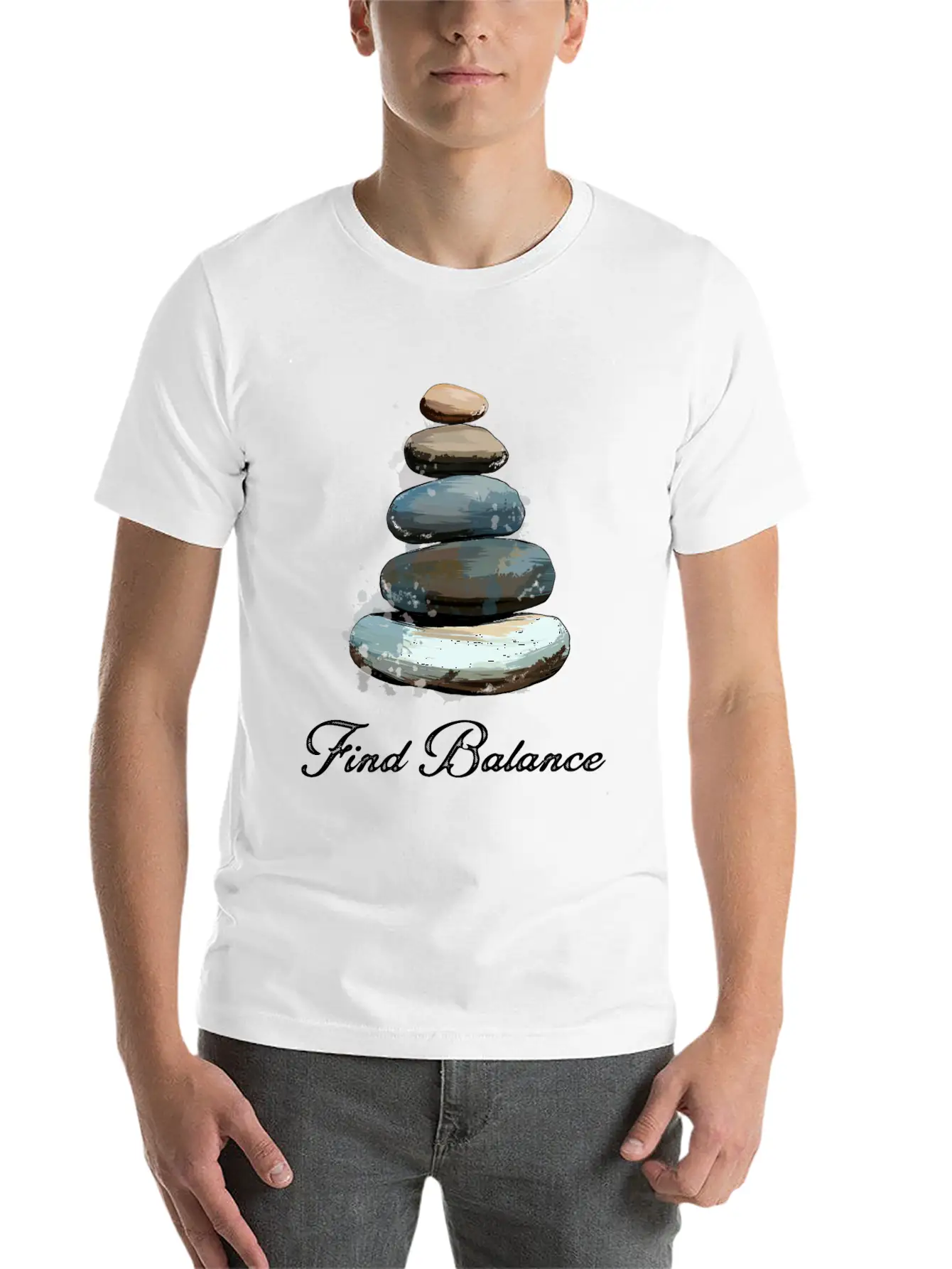 Rock Balancing Stone Stacking Balance Relaxed Everyday Tee – Lightweight And Durable Cotton