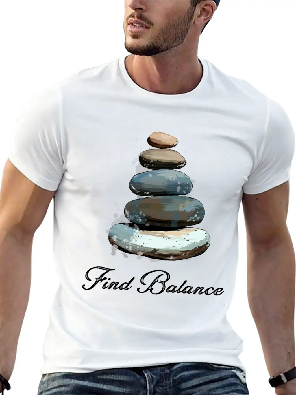 Rock Balancing Stone Stacking Balance Relaxed Everyday Tee – Lightweight And Durable Cotton