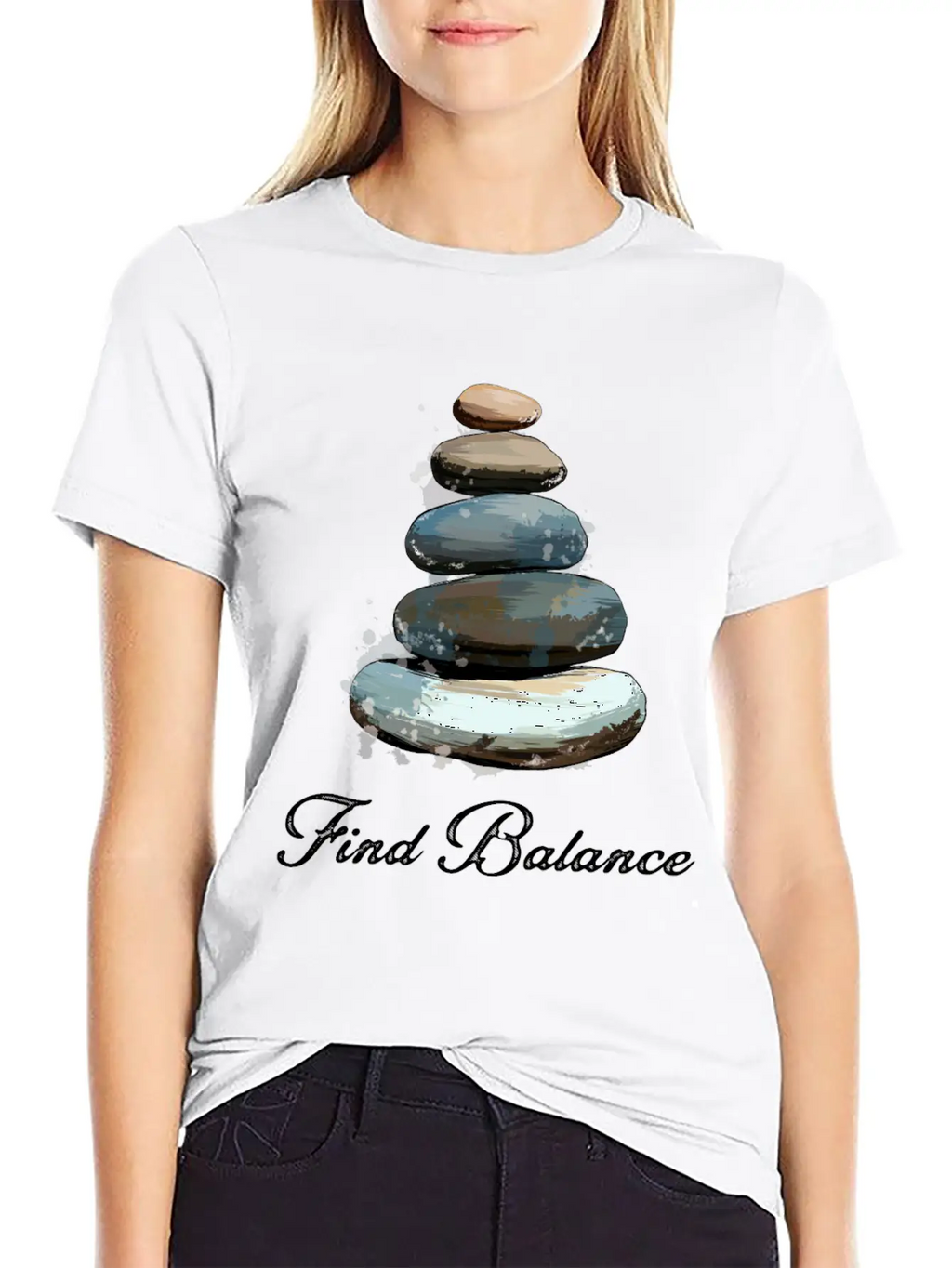 Rock Balancing Stone Stacking Balance Relaxed Everyday Tee – Lightweight And Durable Cotton