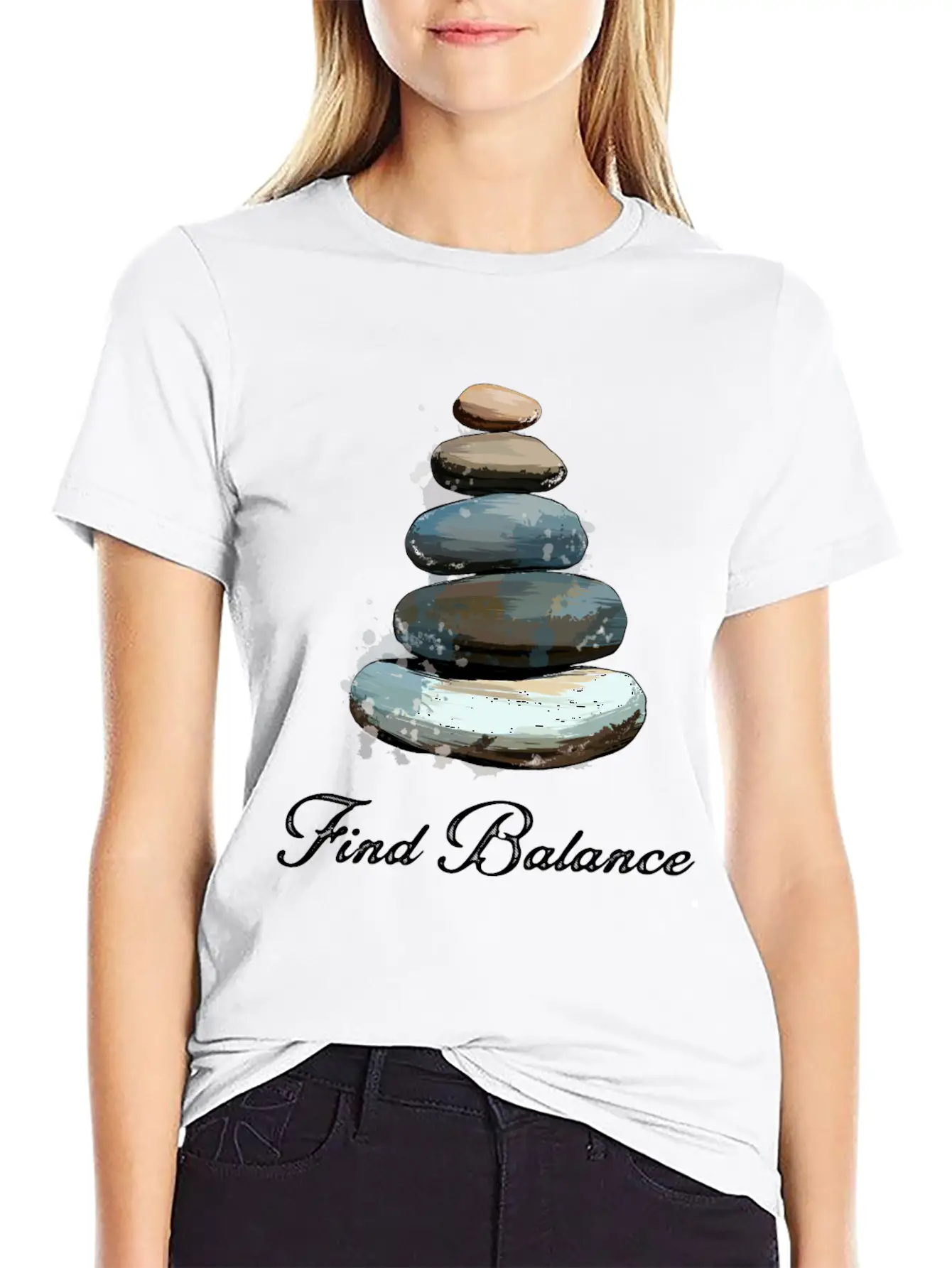 Rock Balancing Stone Stacking Balance Relaxed Everyday Tee – Lightweight And Durable Cotton