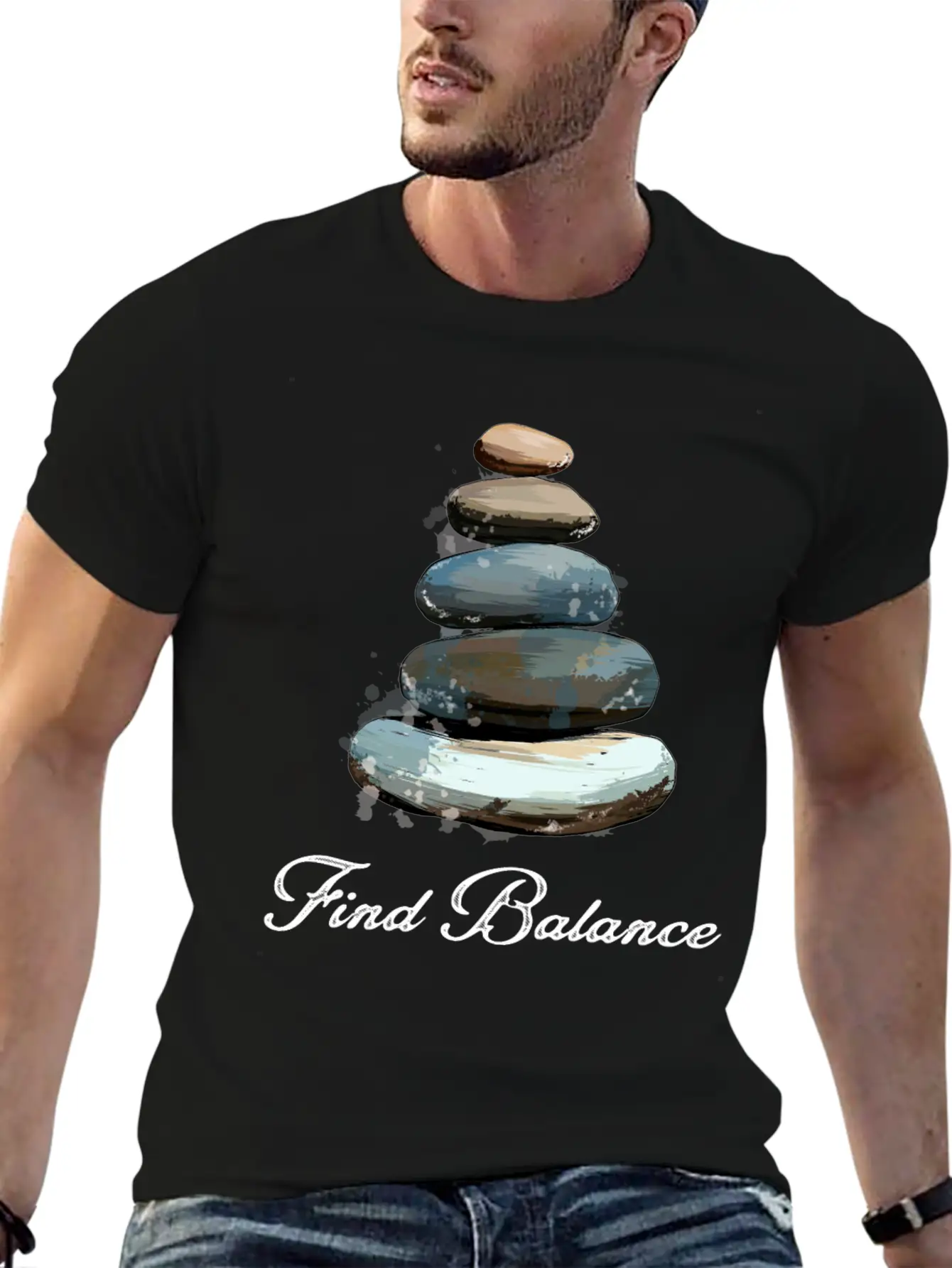 Rock Balancing Stone Stacking Balance Relaxed Everyday Tee – Lightweight And Durable Cotton
