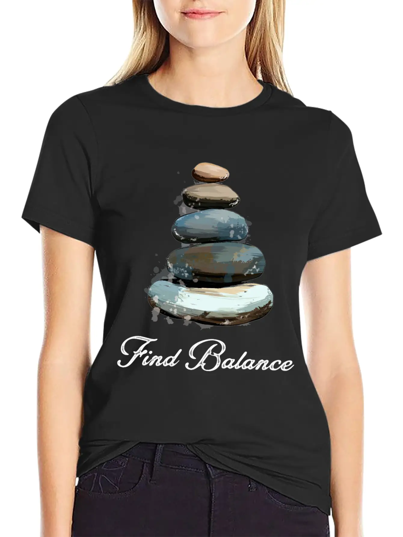 Rock Balancing Stone Stacking Balance Relaxed Everyday Tee – Lightweight And Durable Cotton