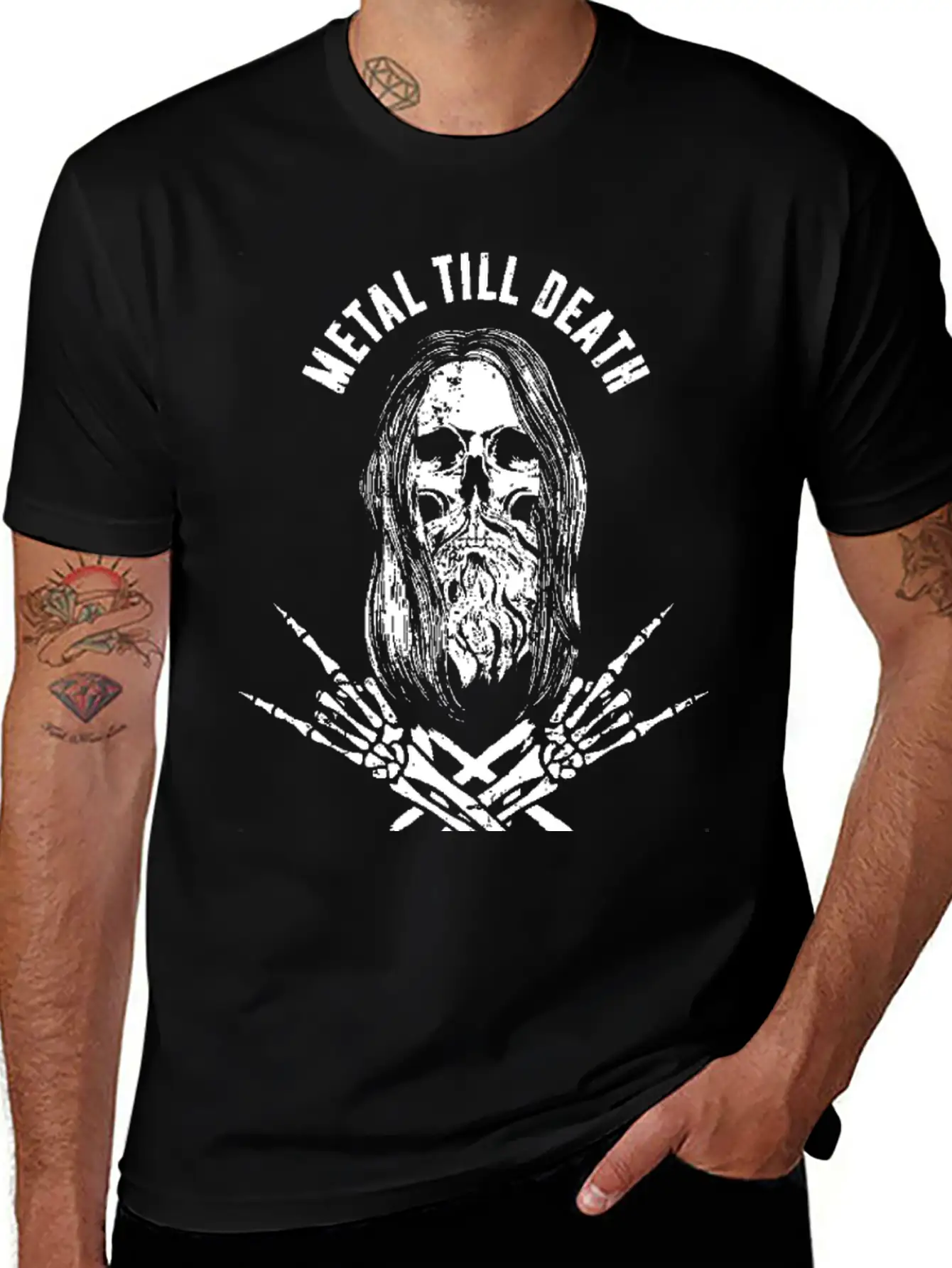 Rock Heavy Metal Till Death - Bearded Skull Metalh Timeless Short Sleeve Tee – Comfy And Minimalist Design