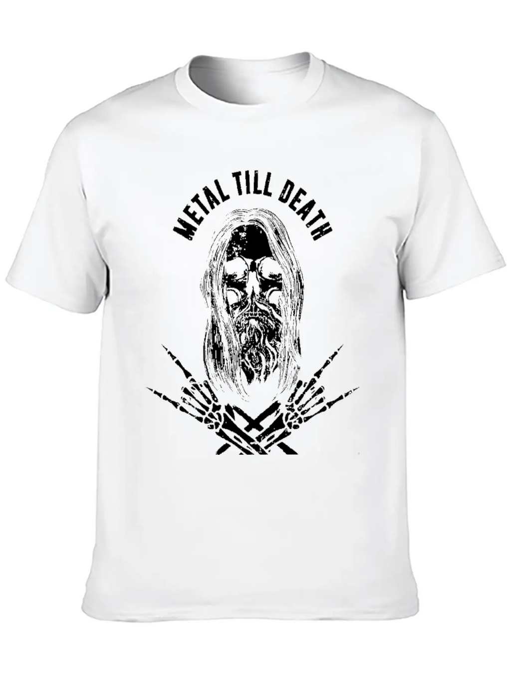 Rock Heavy Metal Till Death - Bearded Skull Metalh Timeless Short Sleeve Tee – Comfy And Minimalist Design