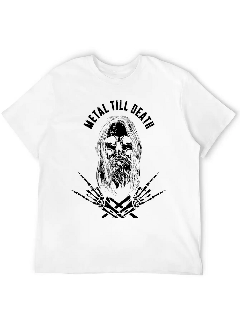 Rock Heavy Metal Till Death - Bearded Skull Metalh Timeless Short Sleeve Tee – Comfy And Minimalist Design
