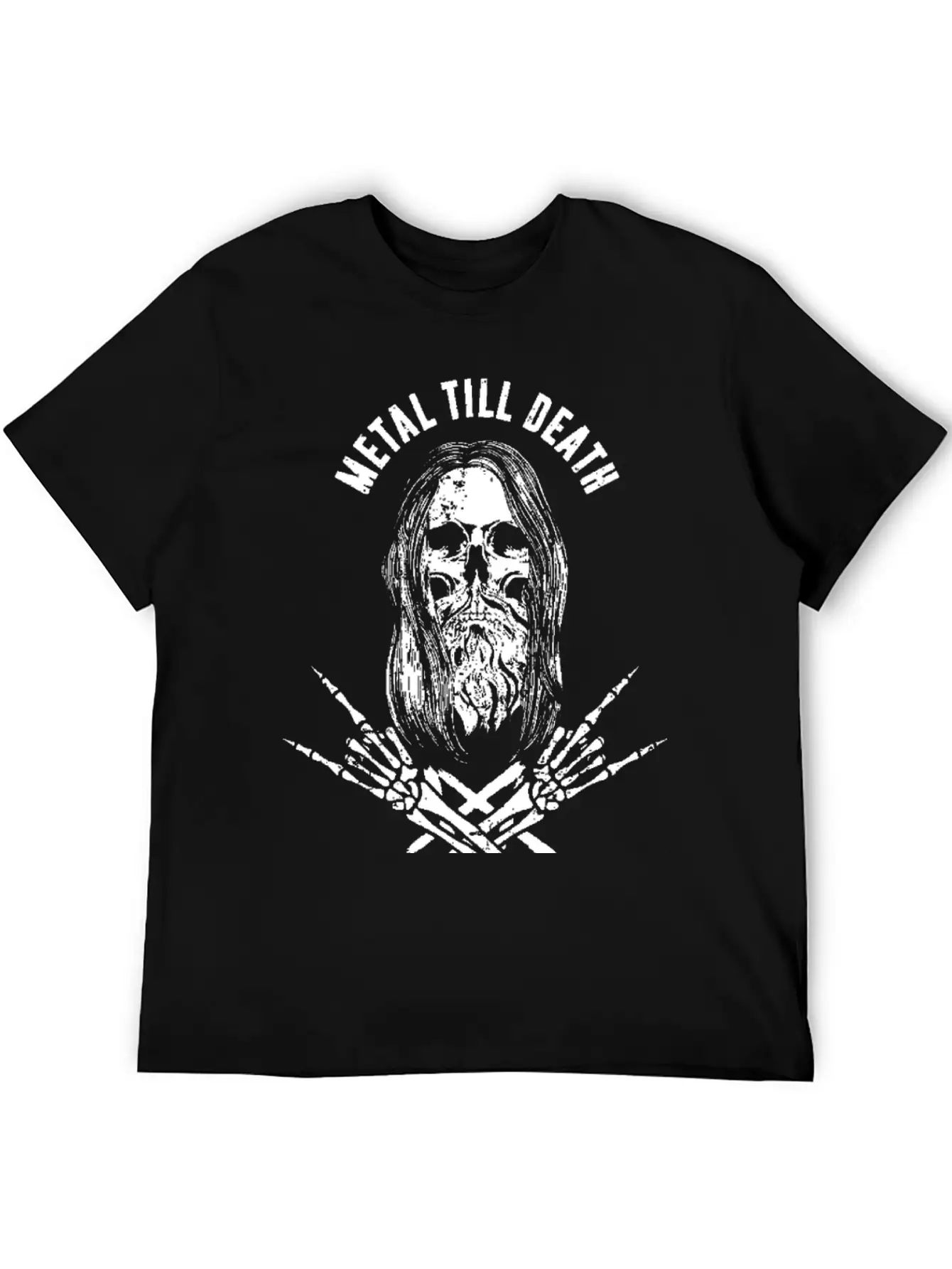 Rock Heavy Metal Till Death - Bearded Skull Metalh Timeless Short Sleeve Tee – Comfy And Minimalist Design