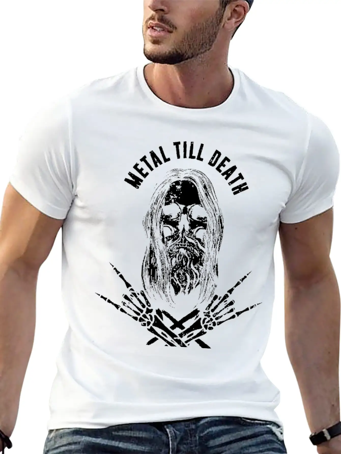 Rock Heavy Metal Till Death - Bearded Skull Metalh Timeless Short Sleeve Tee – Comfy And Minimalist Design