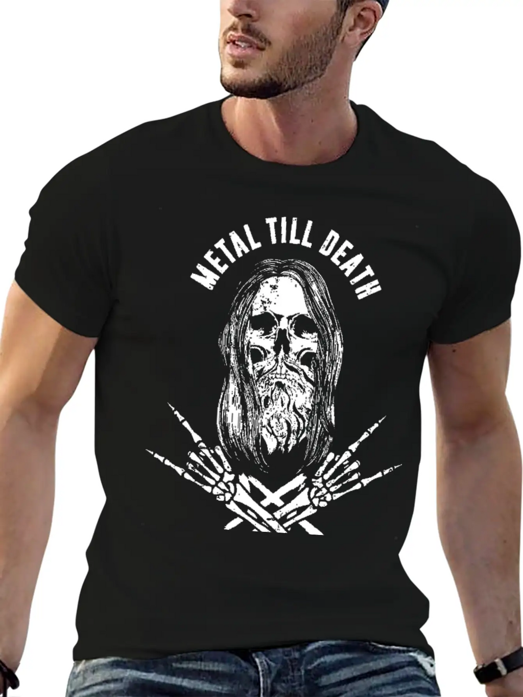 Rock Heavy Metal Till Death - Bearded Skull Metalh Timeless Short Sleeve Tee – Comfy And Minimalist Design