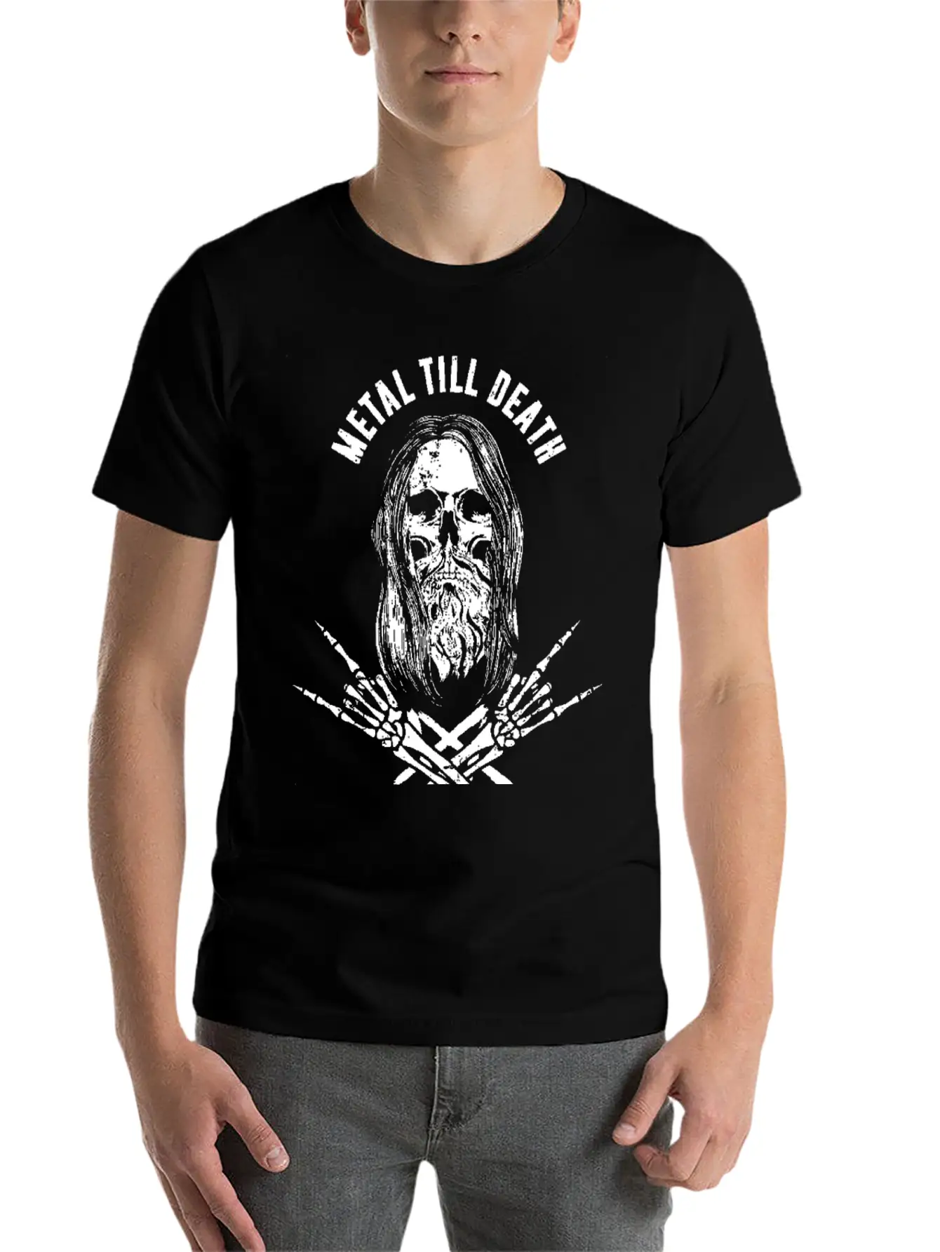 Rock Heavy Metal Till Death - Bearded Skull Metalh Timeless Short Sleeve Tee – Comfy And Minimalist Design