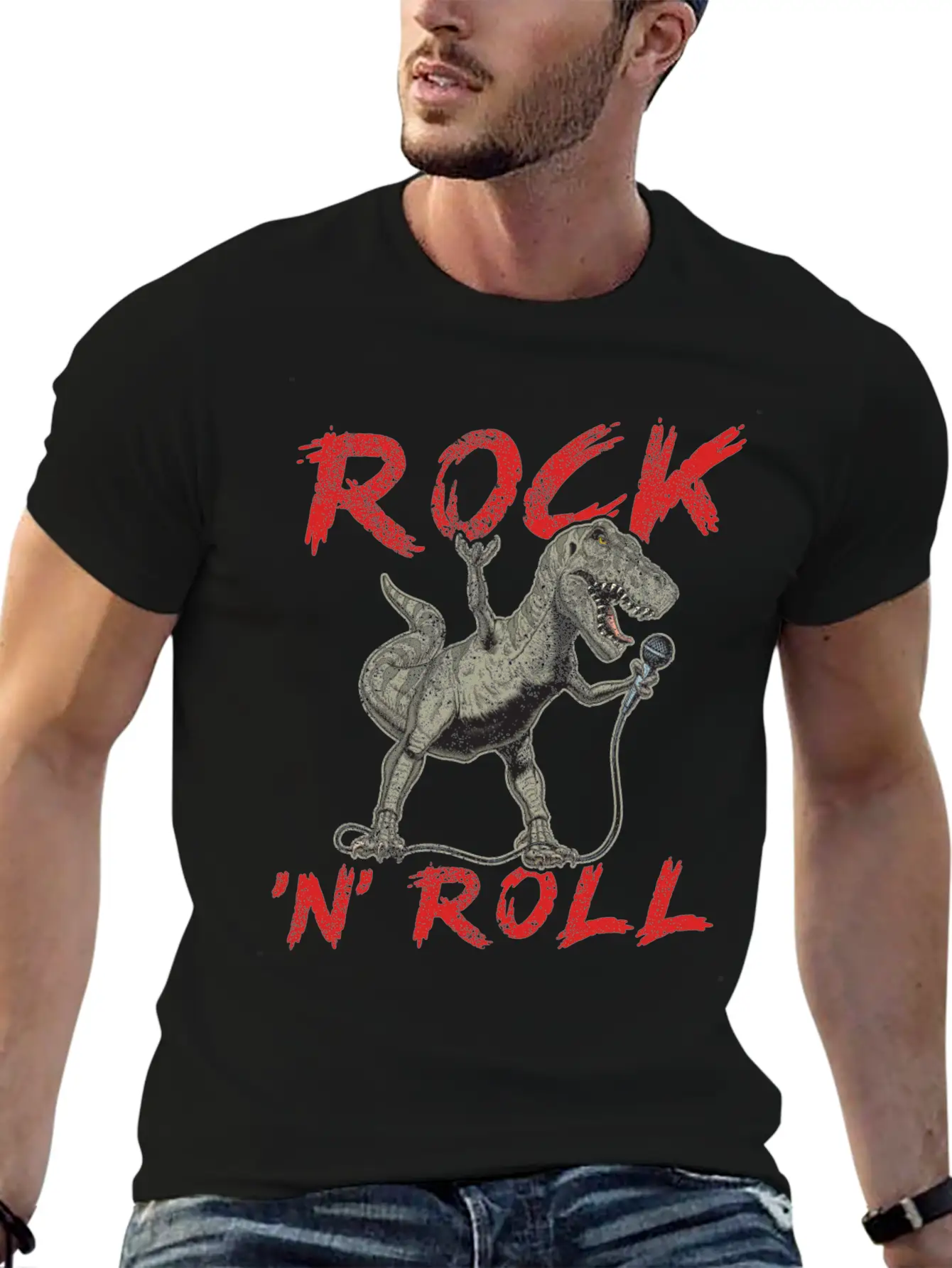 Rock 'n' Roll Dinosaur Music, Concert, Festival Essential Cotton Tee For Daily Outfits – Unisex Style