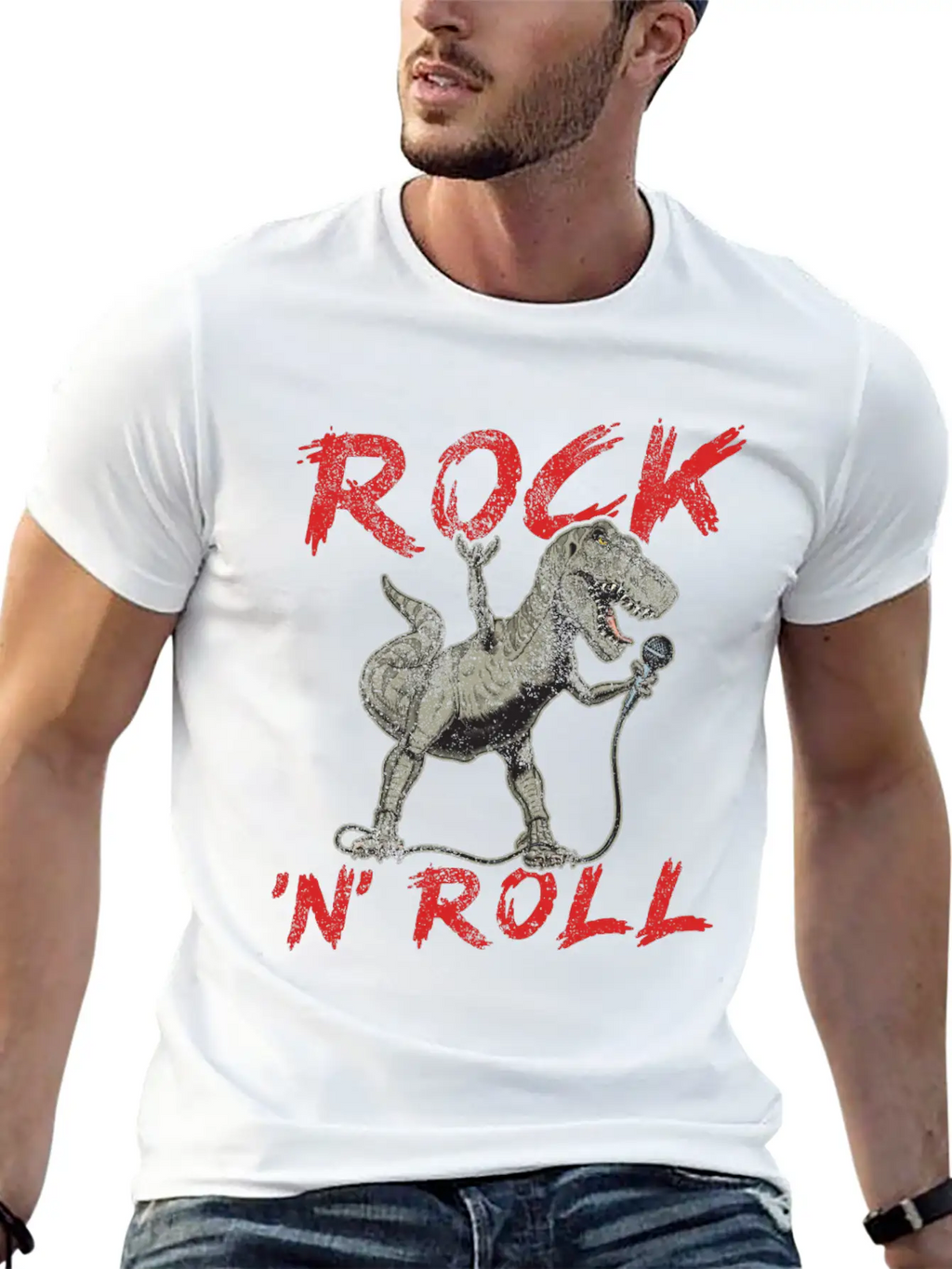 Rock 'n' Roll Dinosaur Music, Concert, Festival Essential Cotton Tee For Daily Outfits – Unisex Style