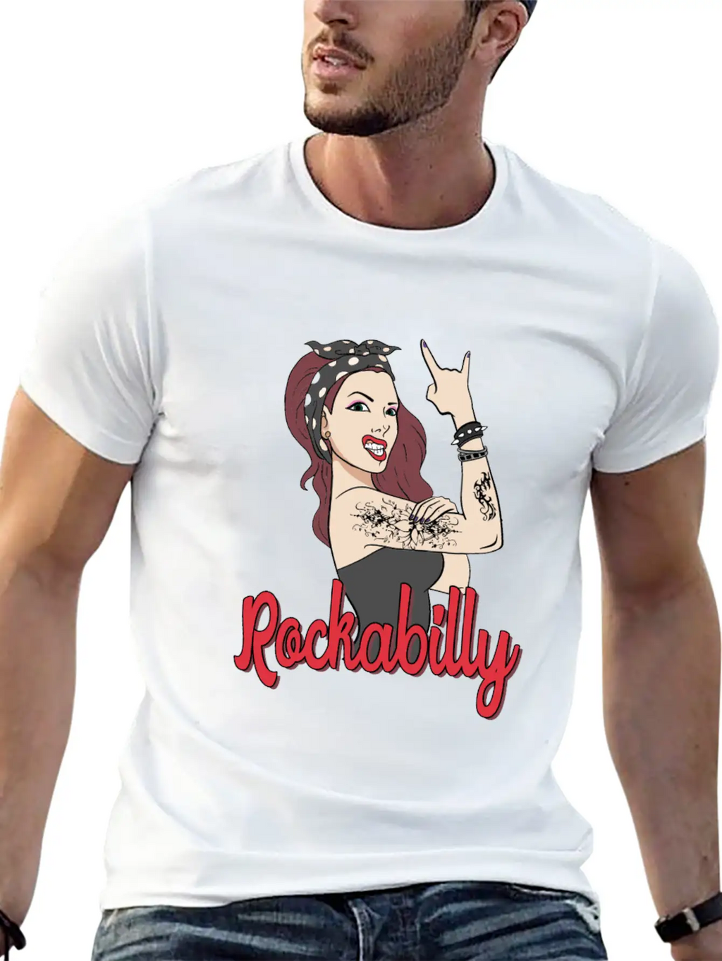 Rockabilly Tattoo Rock Roll Rock Star Basic Graphic T-Shirt – Daily Comfort In Soft Cotton