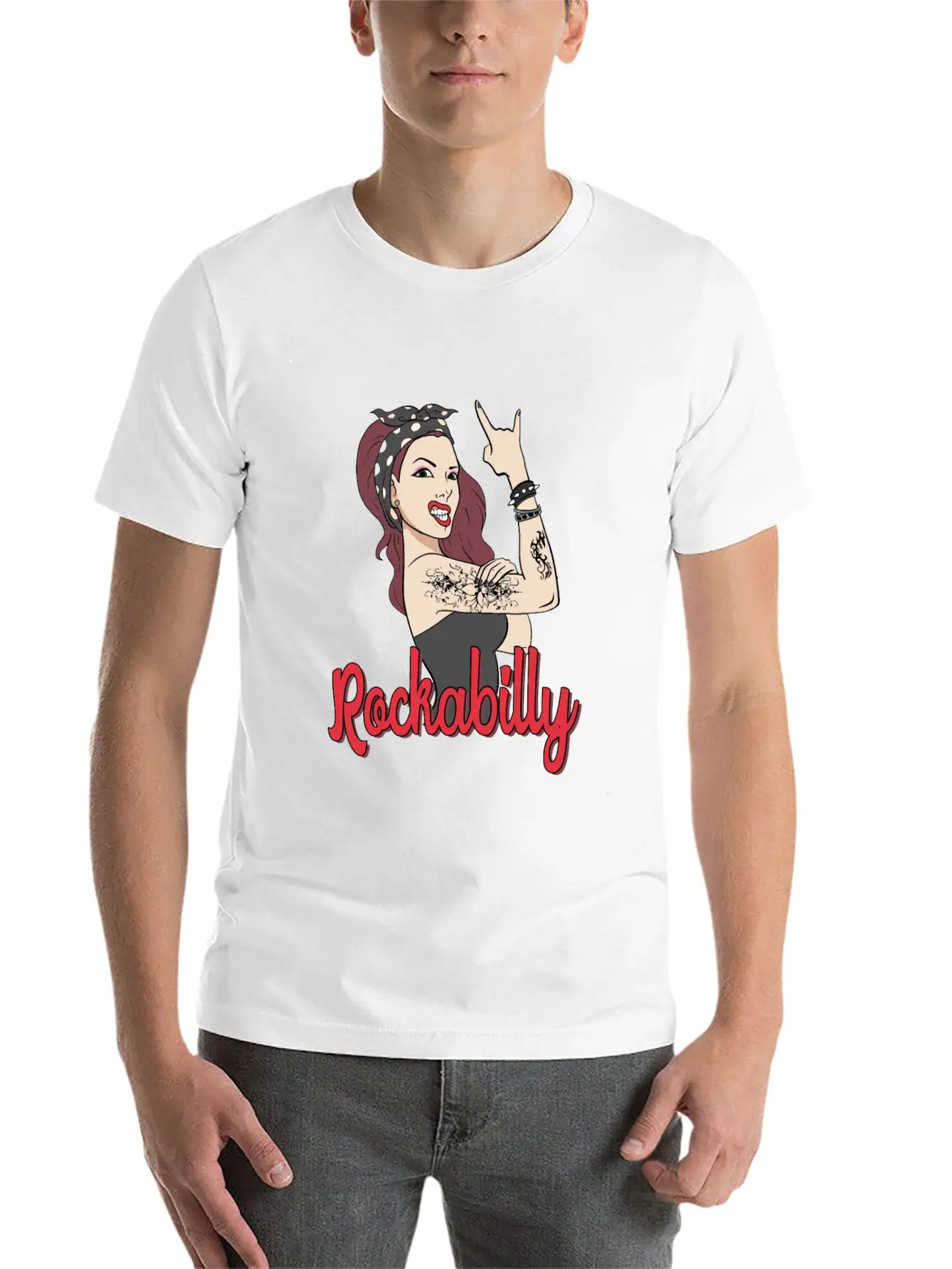 Rockabilly Tattoo Rock Roll Rock Star Basic Graphic T-Shirt – Daily Comfort In Soft Cotton