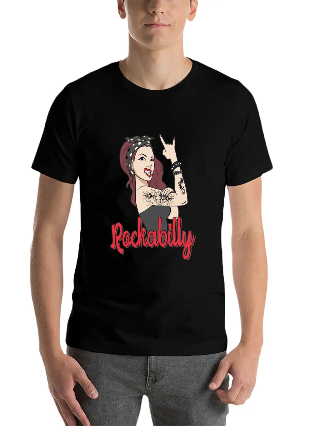 Rockabilly Tattoo Rock Roll Rock Star Basic Graphic T-Shirt – Daily Comfort In Soft Cotton