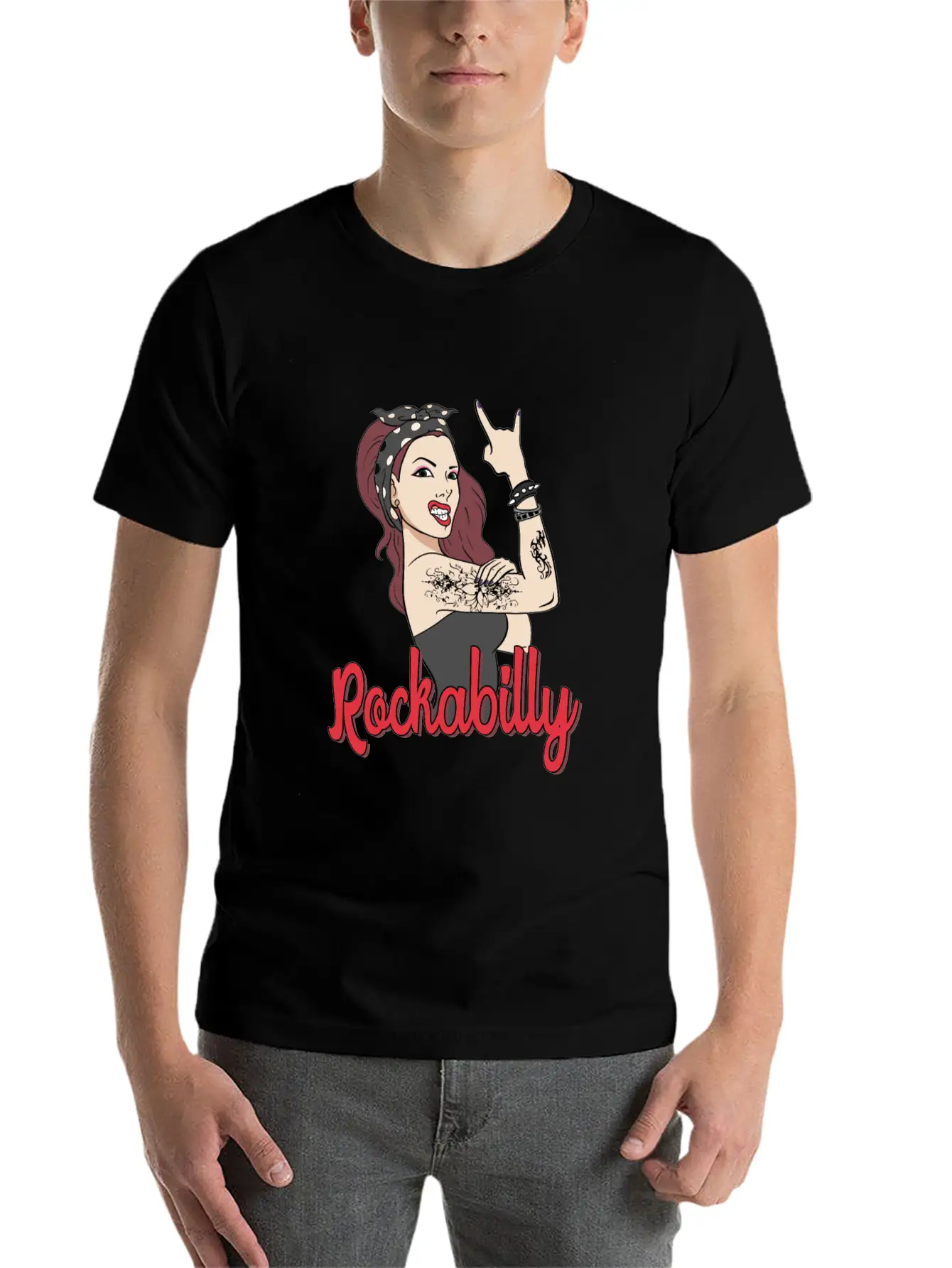 Rockabilly Tattoo Rock Roll Rock Star Basic Graphic T-Shirt – Daily Comfort In Soft Cotton