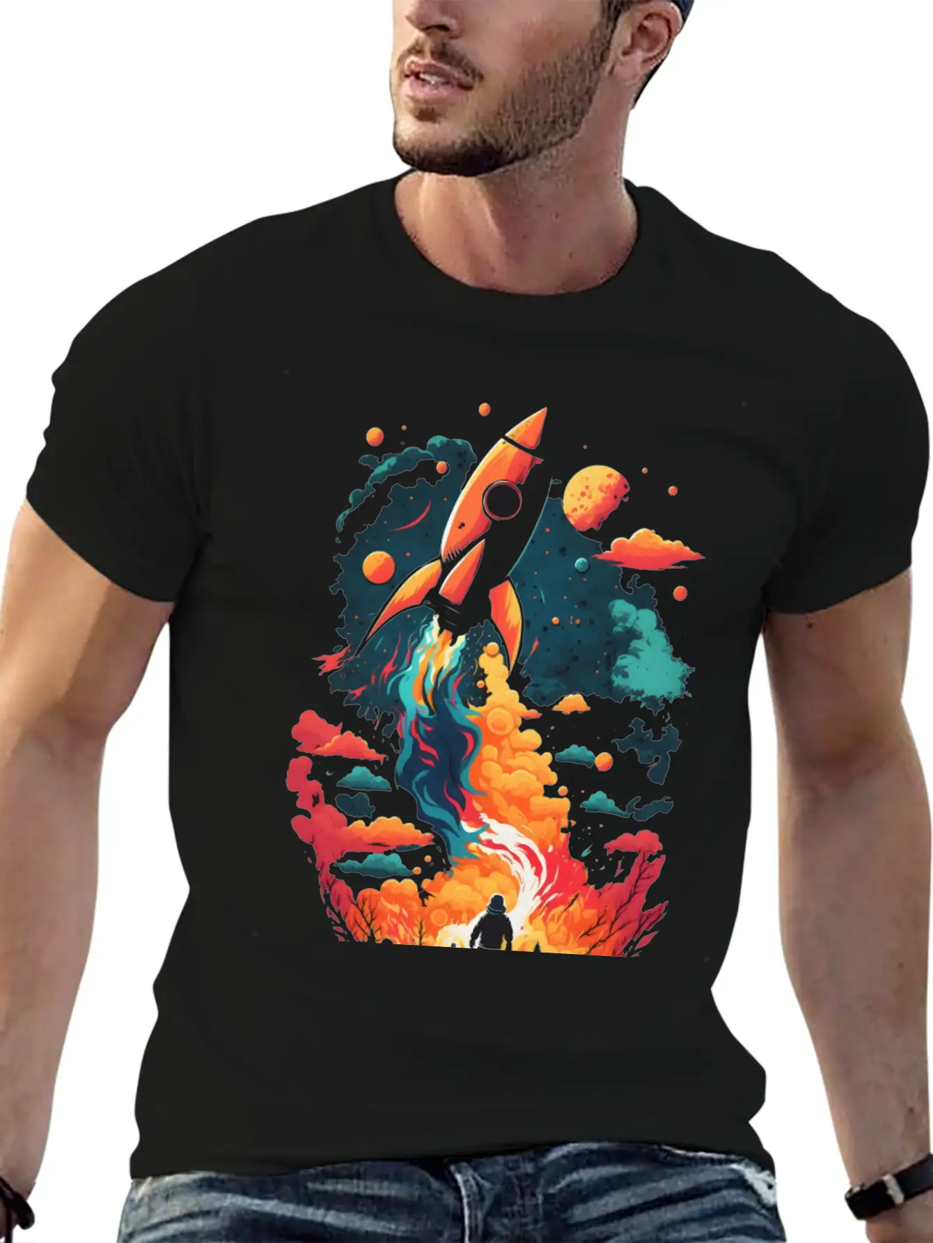 Rocket Fire Breathable Soft Cotton T-Shirt – Timeless Casual Look