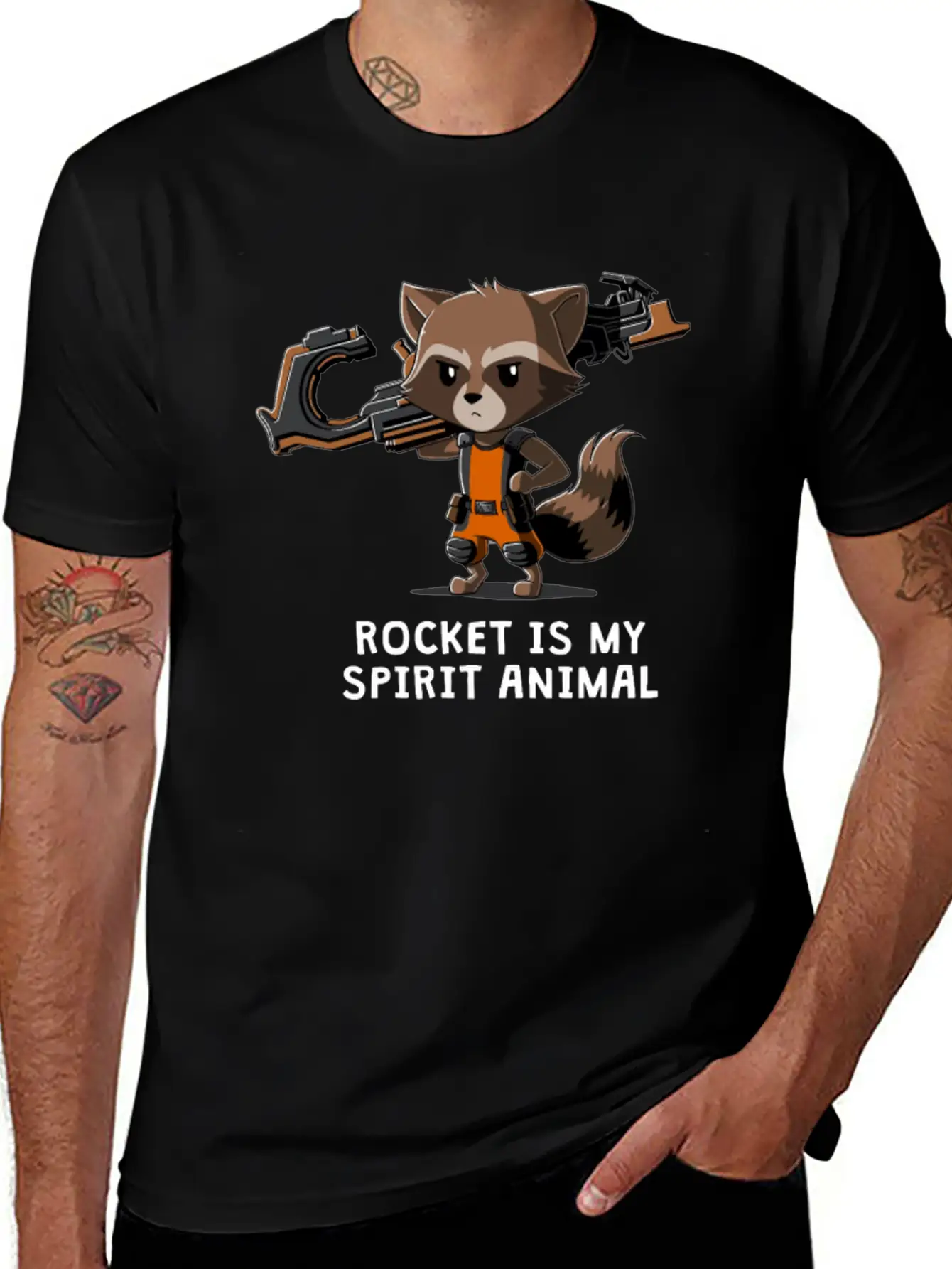 ROCKET IS MY SPIRIT ANIMAL Basic Graphic T-Shirt – Daily Comfort In Soft Cotton
